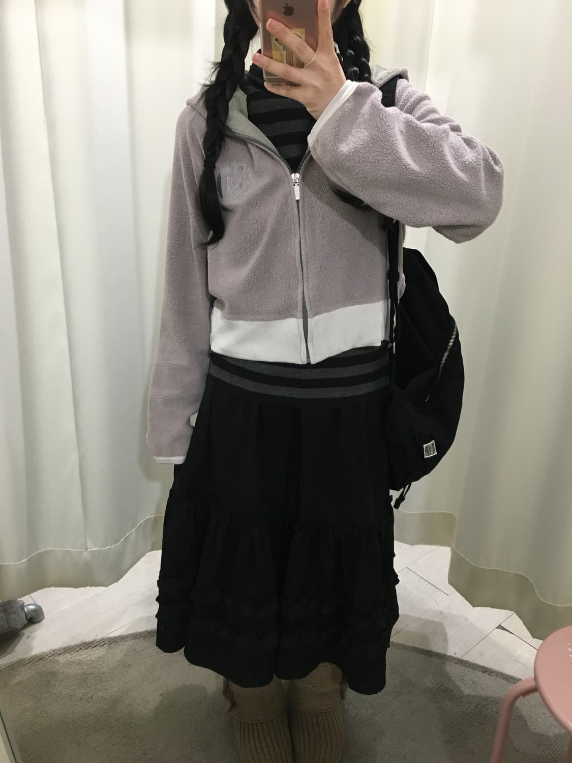 디젤 셔링 배색 후드집업 상품이미지3