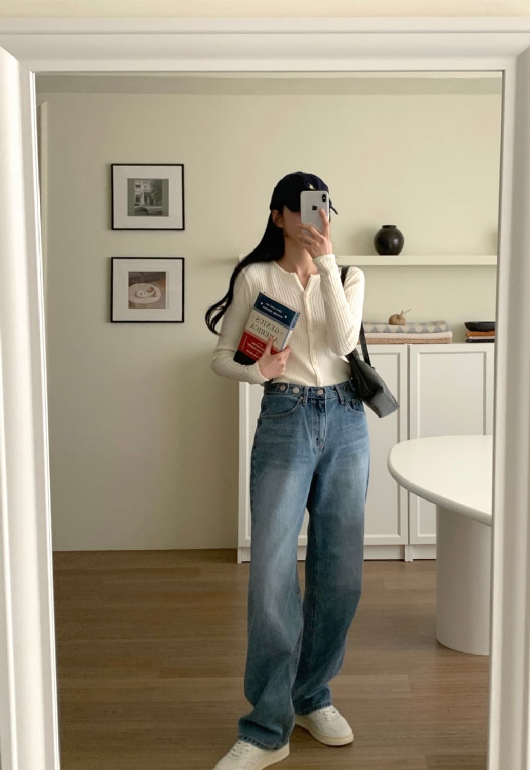 (미개봉, 새상품) 98도씨 킨더 Y넥 슬림 골지가디건 아이보리 색상 상품이미지6