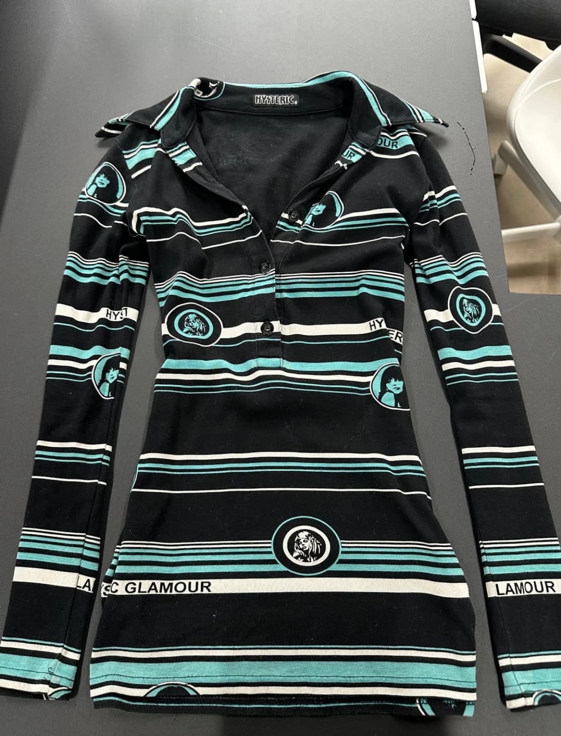 히스테릭글래머 히스걸 스트라이프 pk 버튼롱슬리브 상품이미지4