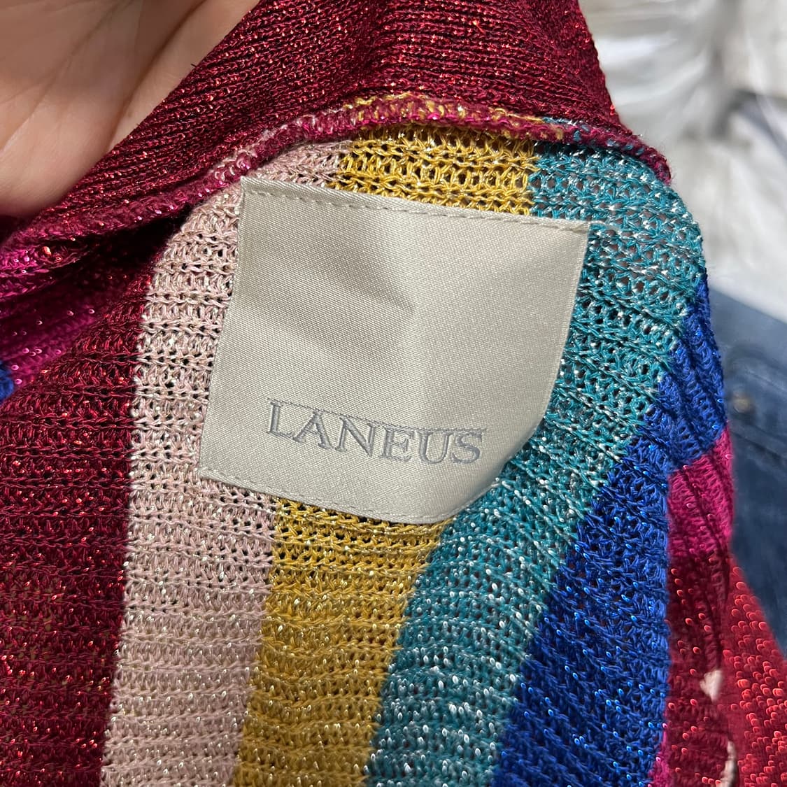 LANEUS 라네우스  한섬 스트라이프 니트 가디건 40 상품이미지2