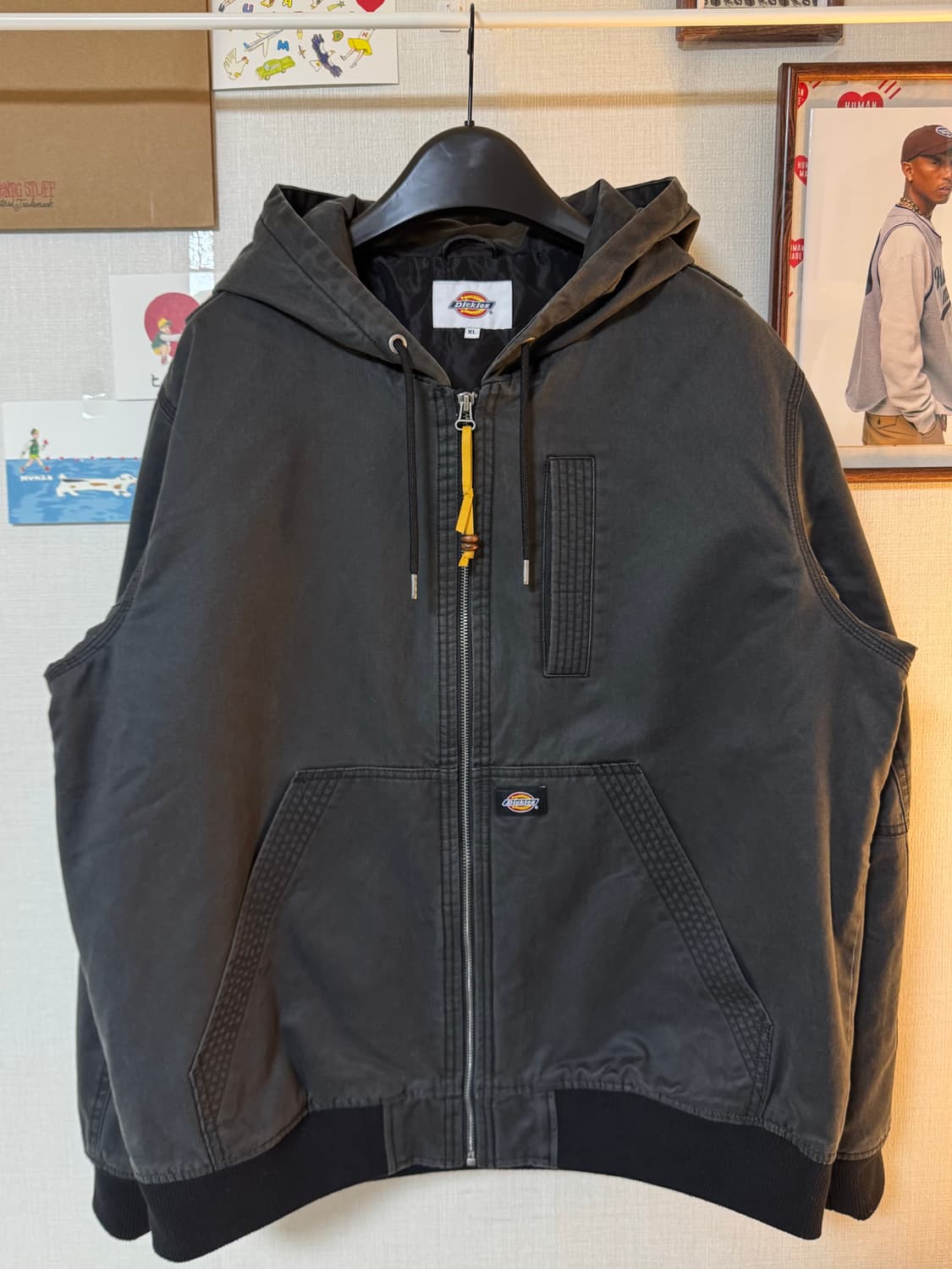 [XL]디키즈 캔버스 패디드 후드 집업 블랙 상품이미지1