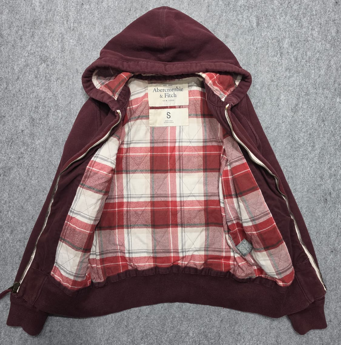 아베크롬비 앤 피치 헤비웨이트 체크안감 빈티지 후드집업 S 상품이미지3