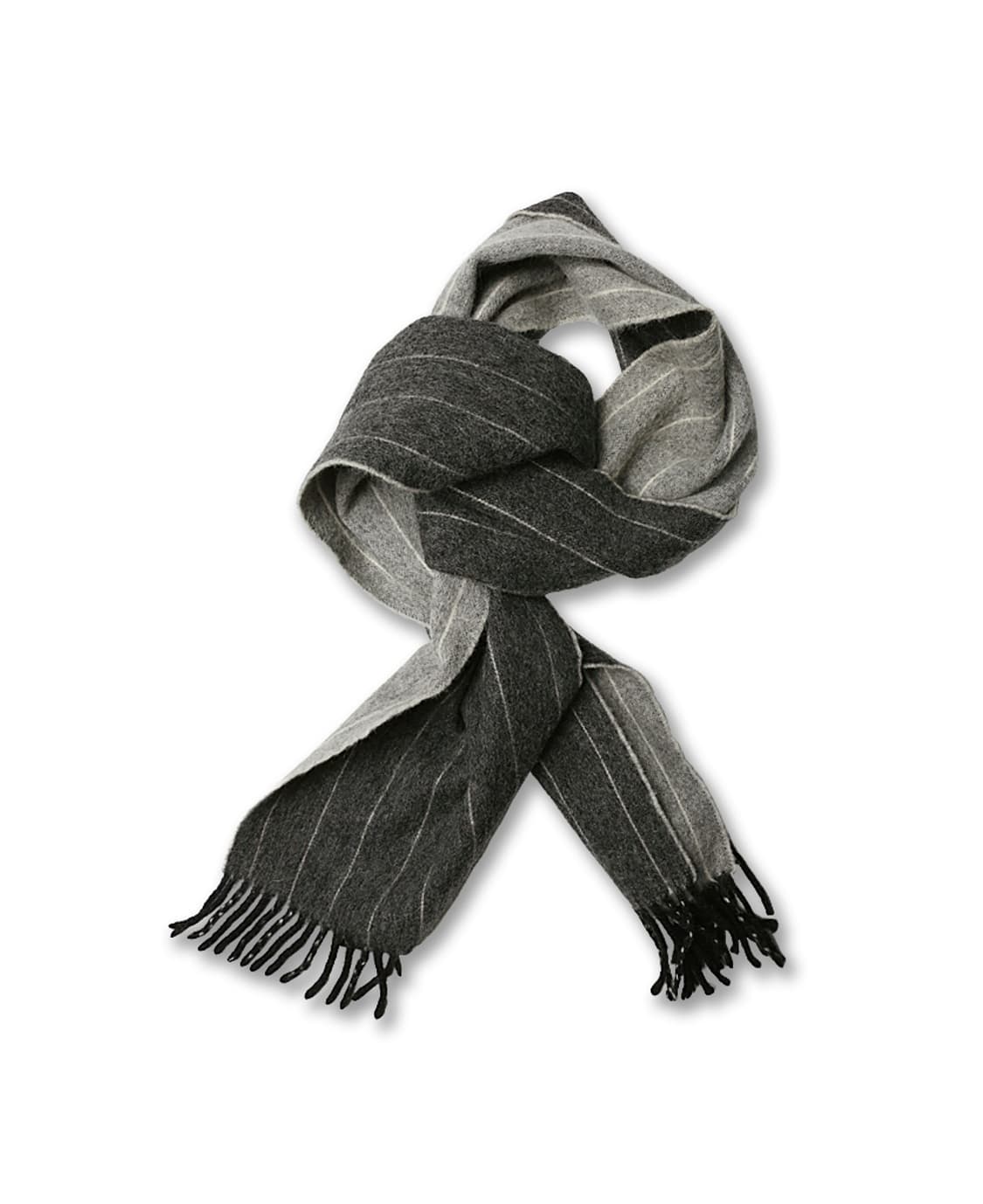 드레익스 [Drake's] 그레이 & 차콜 리버시플 스트라이프 머플러 상품이미지1