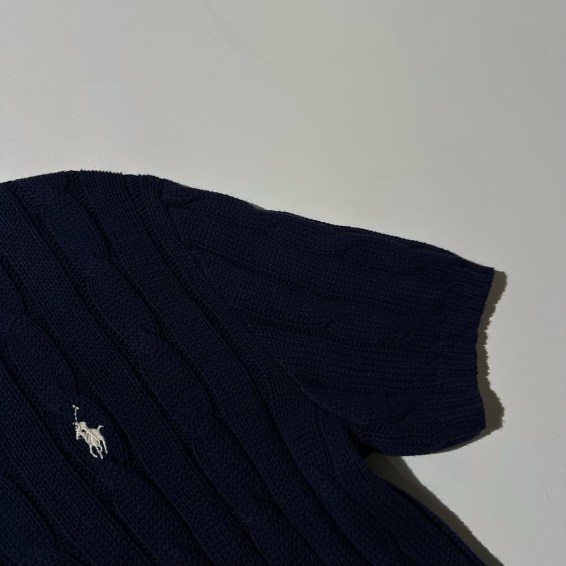 폴로 랄프로렌 케이블 반팔 니트 네이비 상품이미지5
