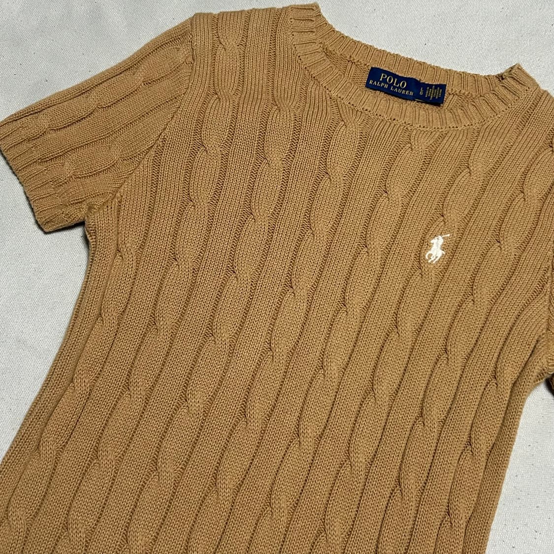🫶🏻 폴로랄프로렌 여성용 브라운 케이블 반팔 니트🫶🏻 상품이미지2