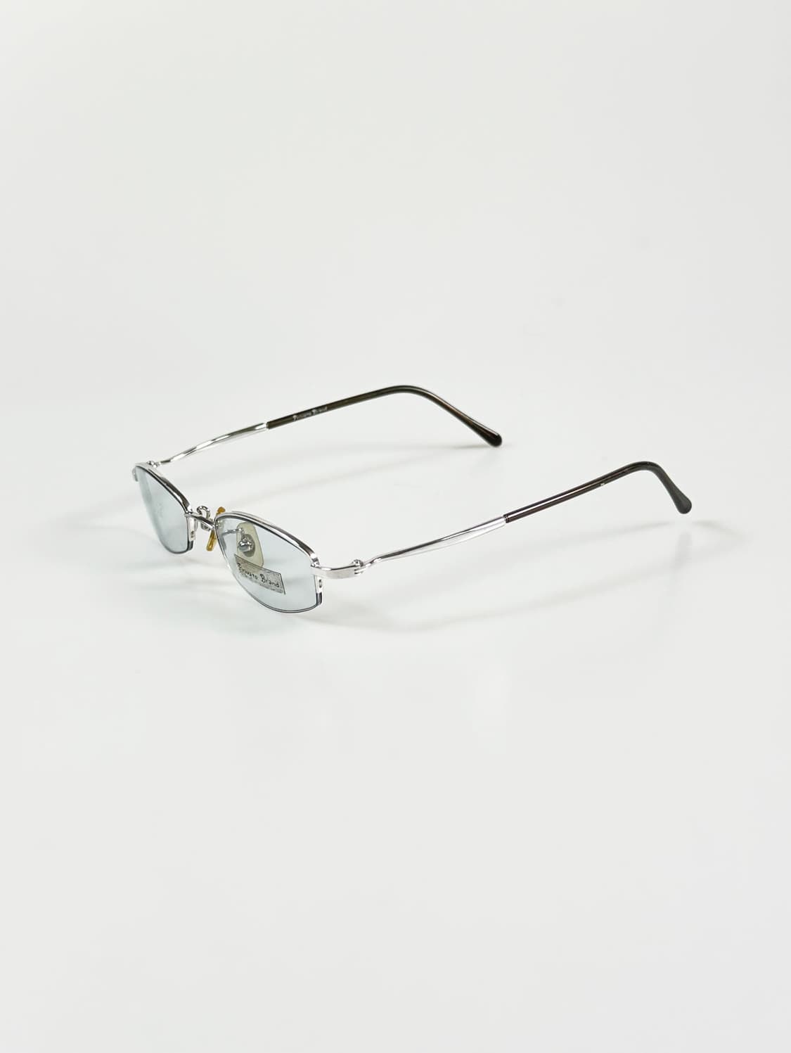 90s PRIVATE BRAND 실버 반무테 스퀘어 빈티지 안경 상품이미지3