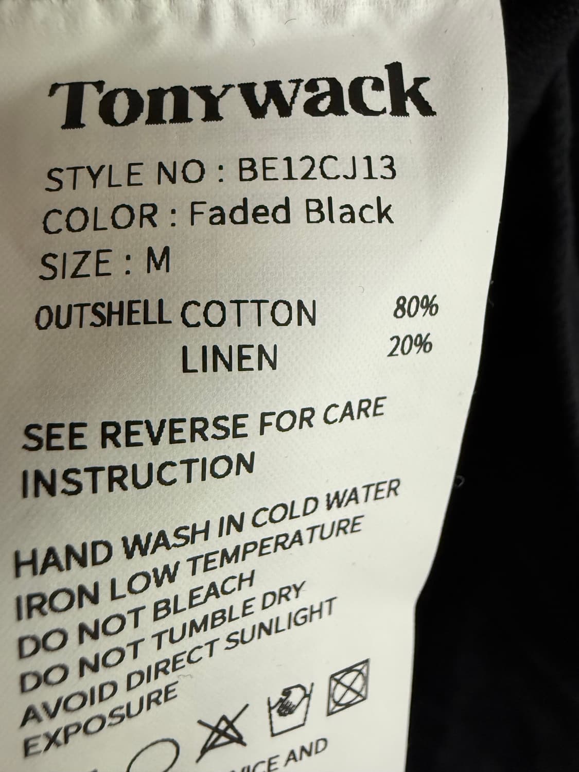 토니웩 25SS 코튼 린넨 가먼트-다이드 트러커 자켓_블랙 상품이미지3