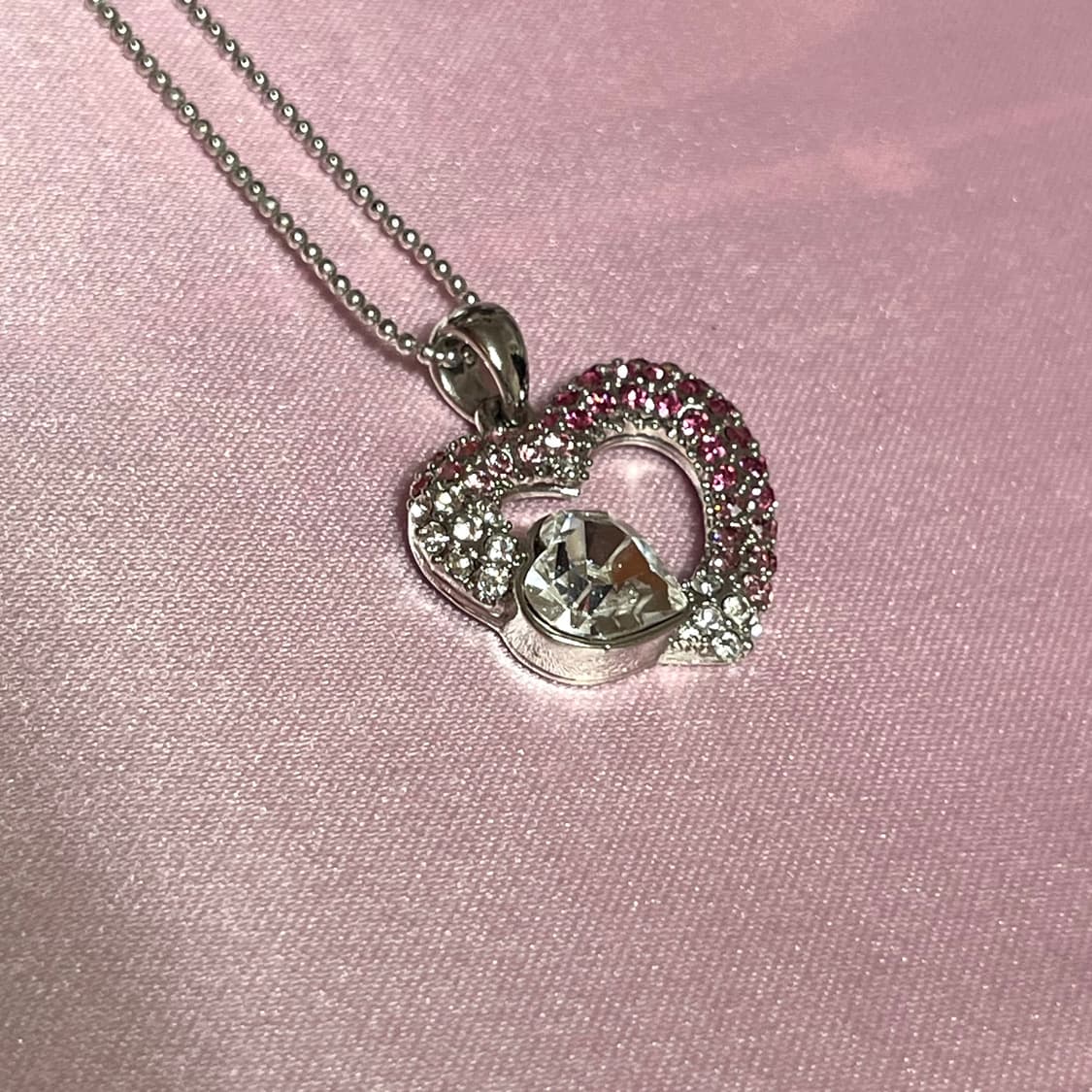 mezzopiano 메조피아노 큐빅 하트 핑크 목걸이 빈티지 러블리 상품이미지1
