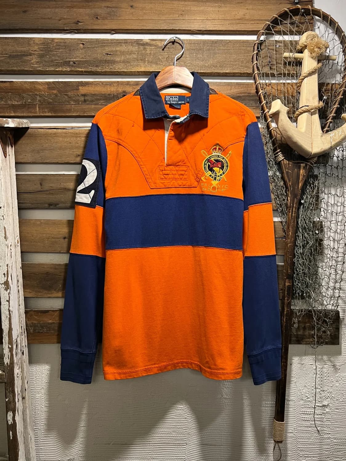 [L]폴로 랄프로렌 오렌지 네이비 럭비 티셔츠 상품이미지1