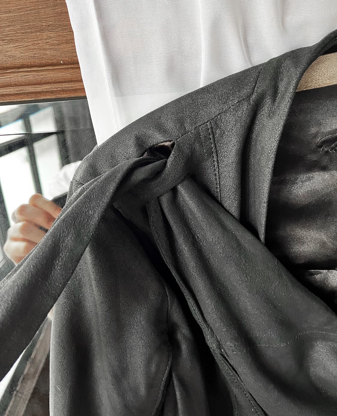 RICK OWENS leather wrap jacket black 상품이미지6