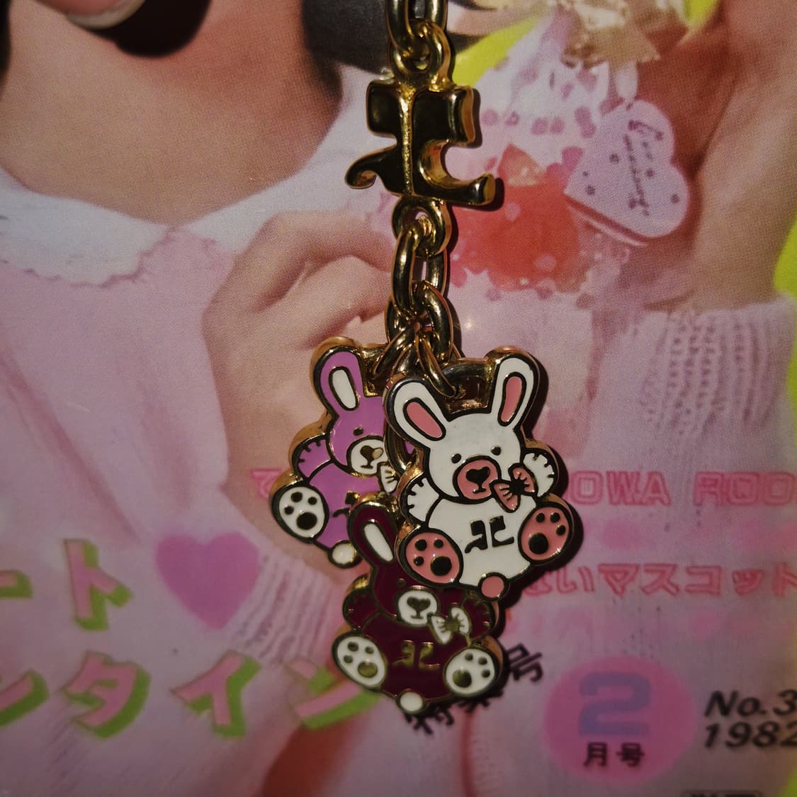 90s 꾸레쥬 에나멜 토끼 레이어드 카라비너 키링 상품이미지6