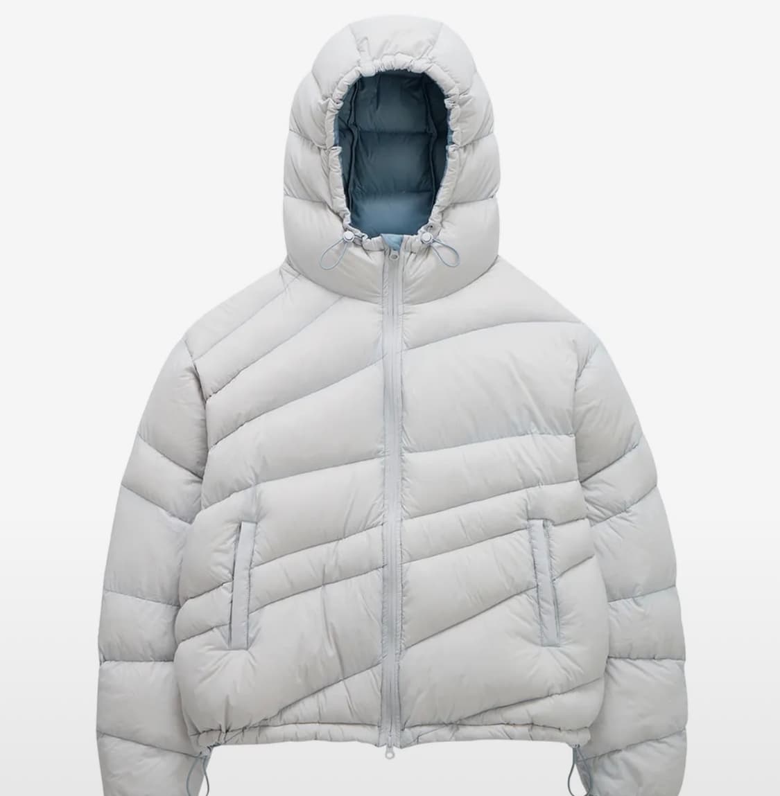 밈더워드로브 KOIN SEOUL X다이애그널 라이닝 다운 점퍼 스카이블루 상품이미지1