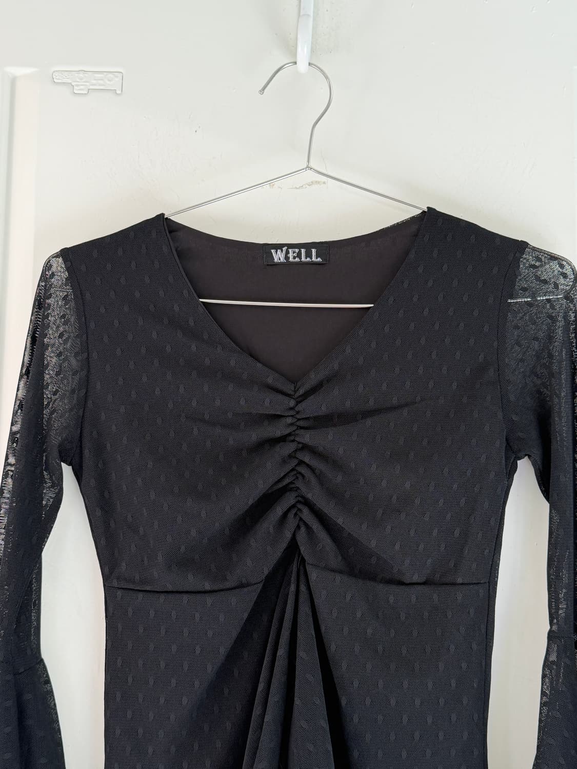 일본빈티지 블랙 시스루 블라우스 상품이미지5