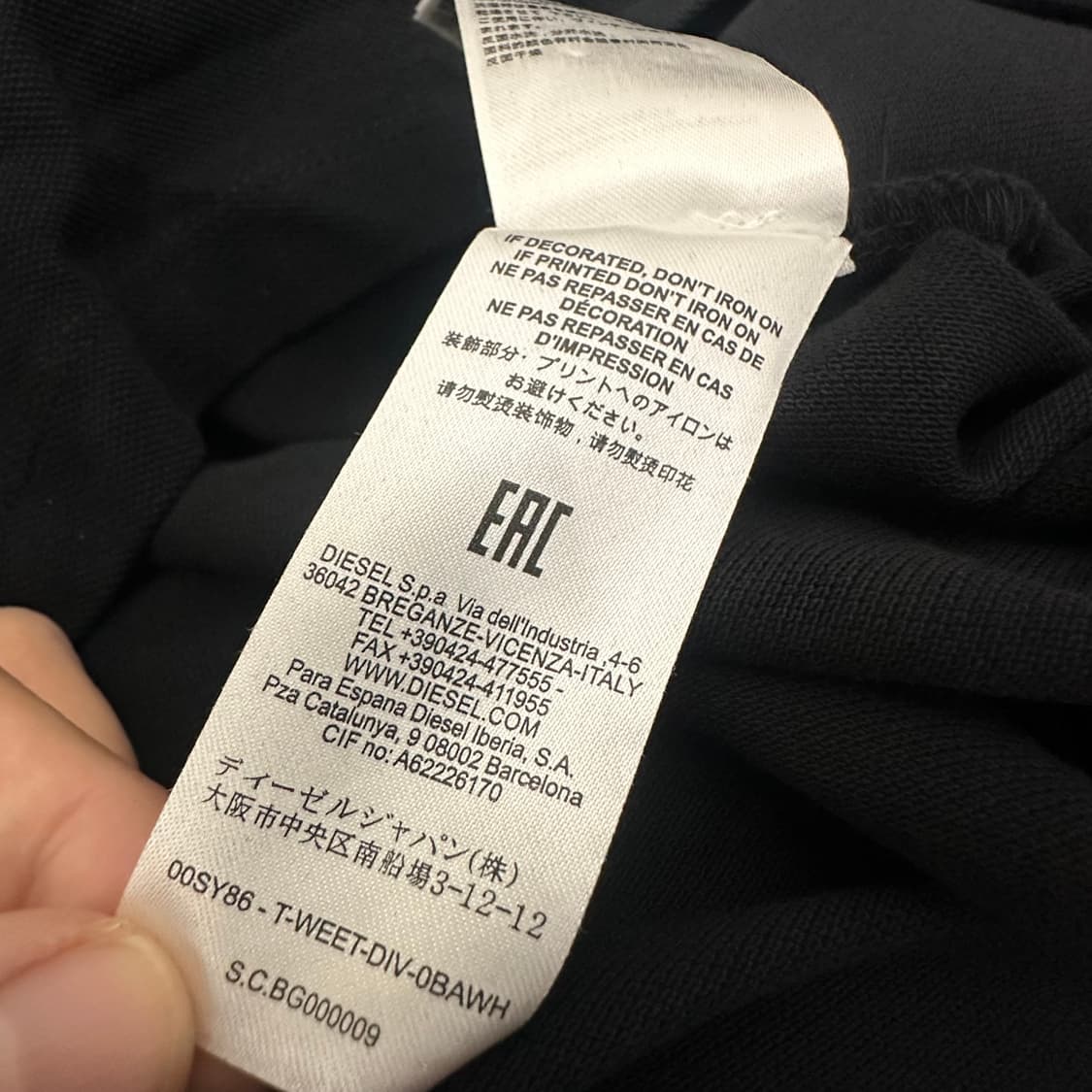 DIESEL 디젤 카라티 반팔티셔츠 블랙 M 상품이미지7