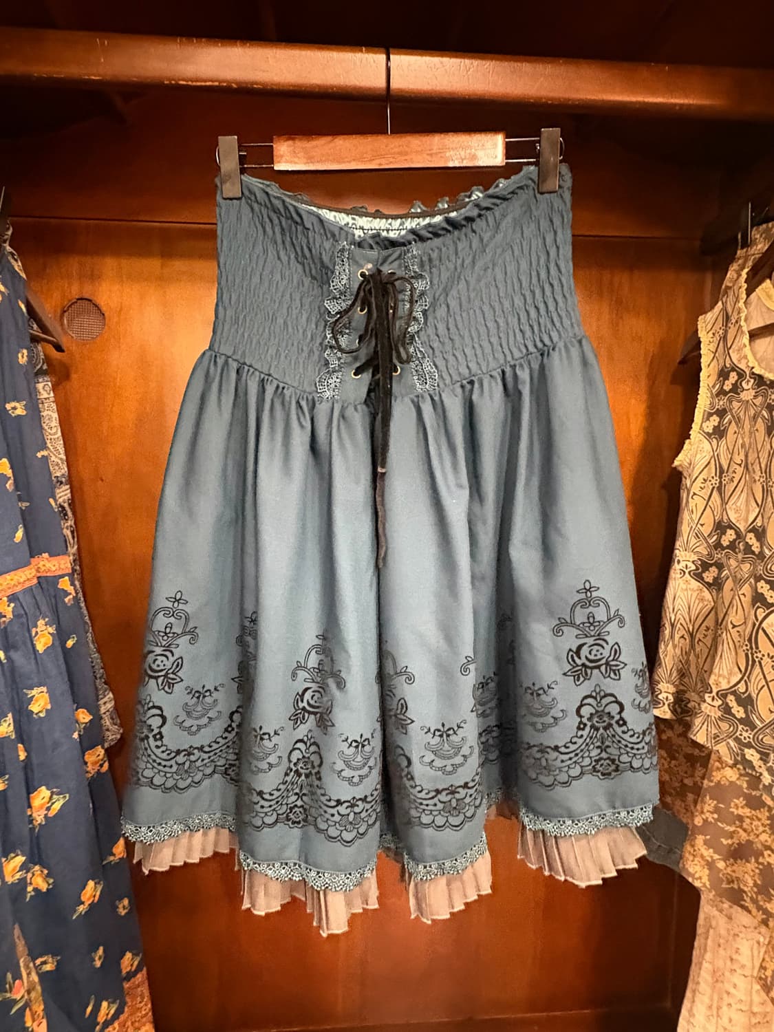 jpn vintage Romantic Lace Trim Skirt 상품이미지1