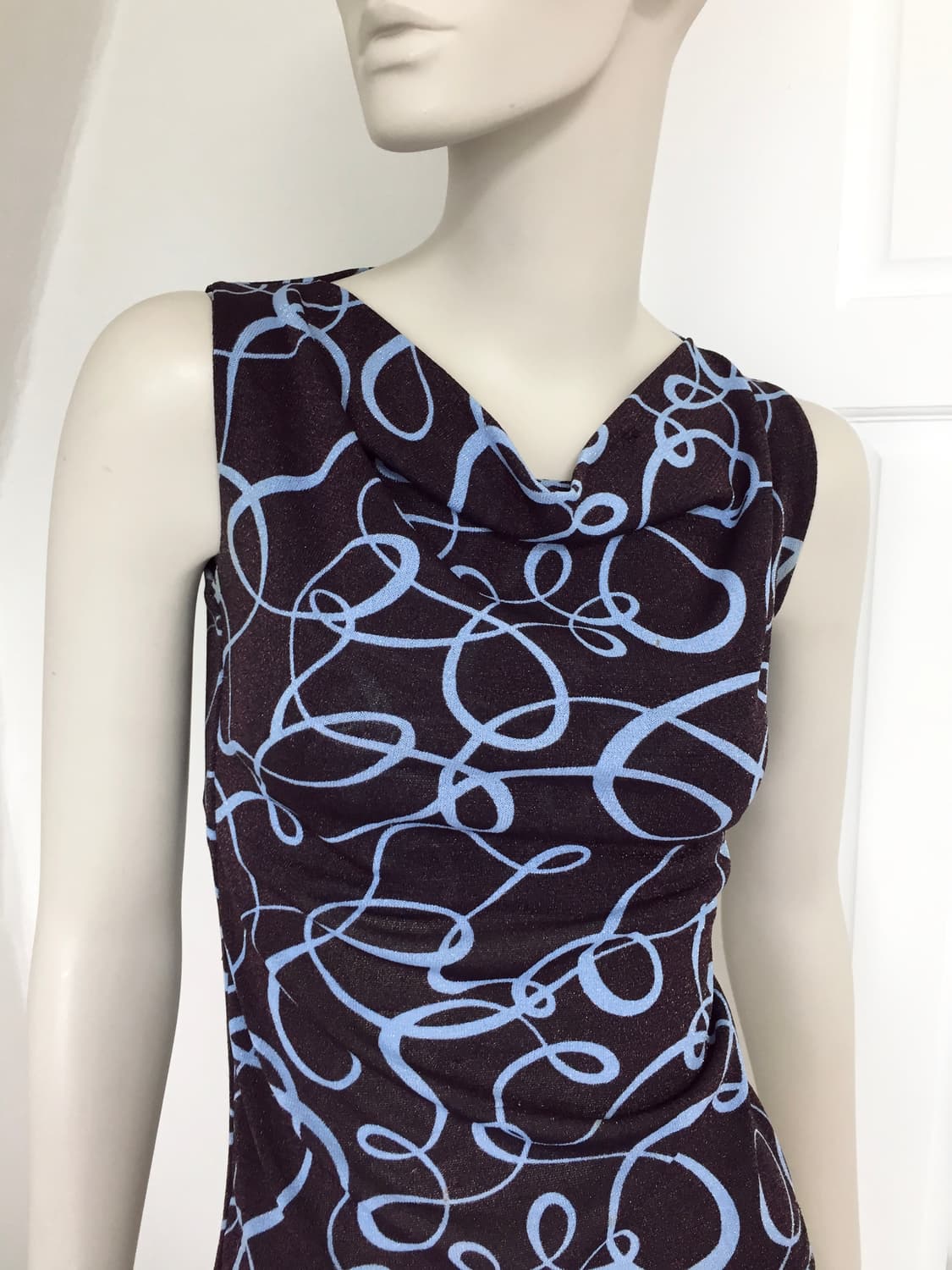 Neck Draped Blue pattern top 상품이미지2