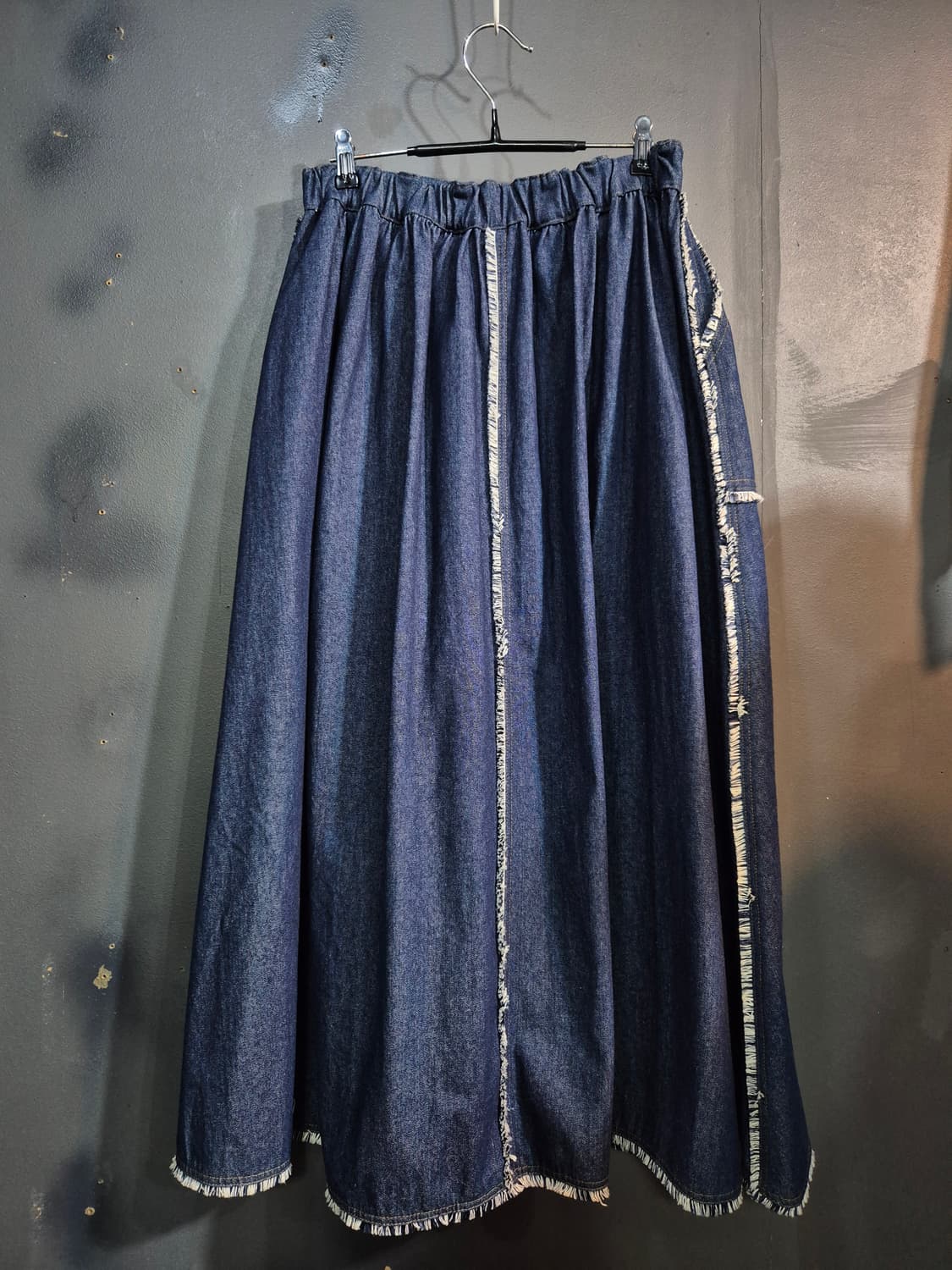 데님 롱 스커트 허리고무밴드 단면 36 77 88사이즈 상품이미지2