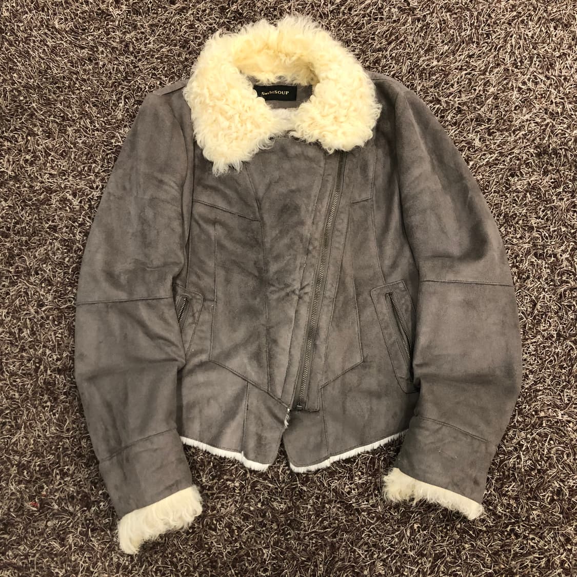 SweetSOUP 스웨이드 양털 무스탕 자켓 상품이미지1