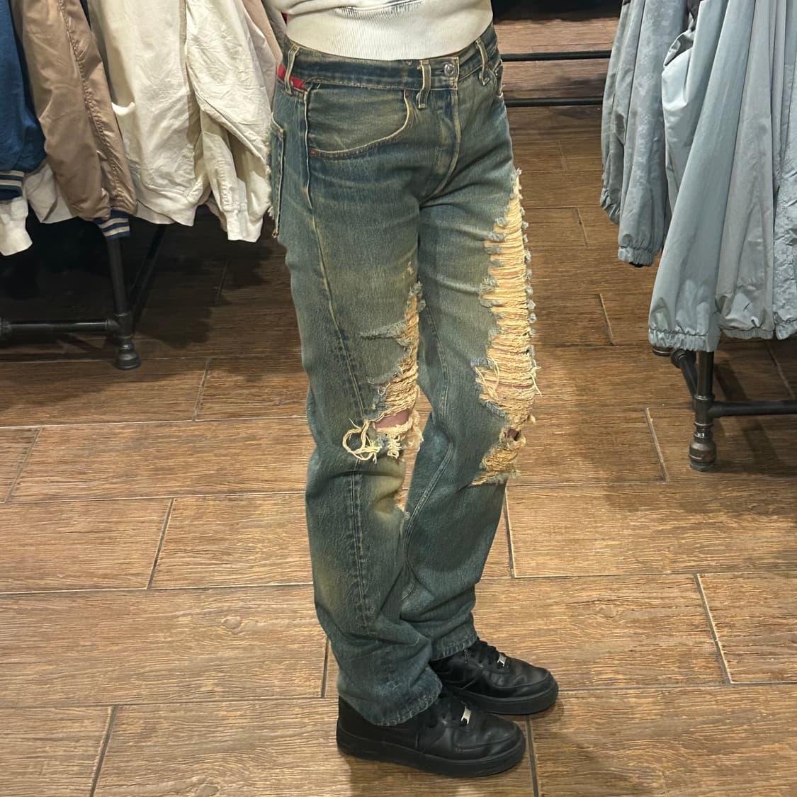 [HI] 리바이스 501 워싱 데미지 데님 팬츠  상품이미지3