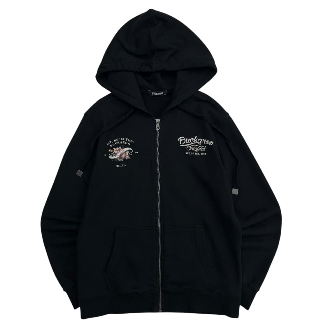 버커루 y2k 프린팅 블랙 후드집업 XL 상품이미지3