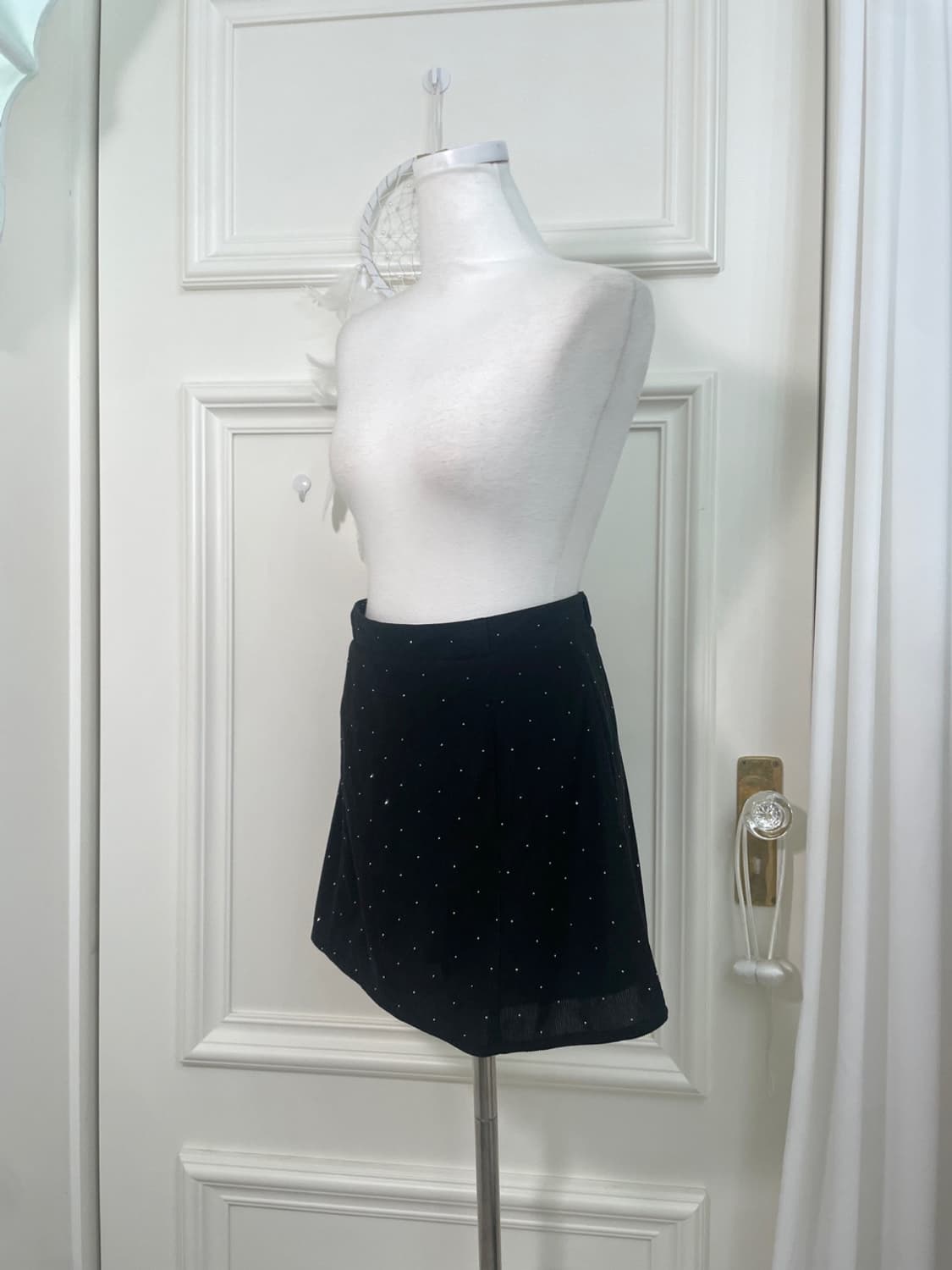 black cubic point mini skirt 상품이미지2