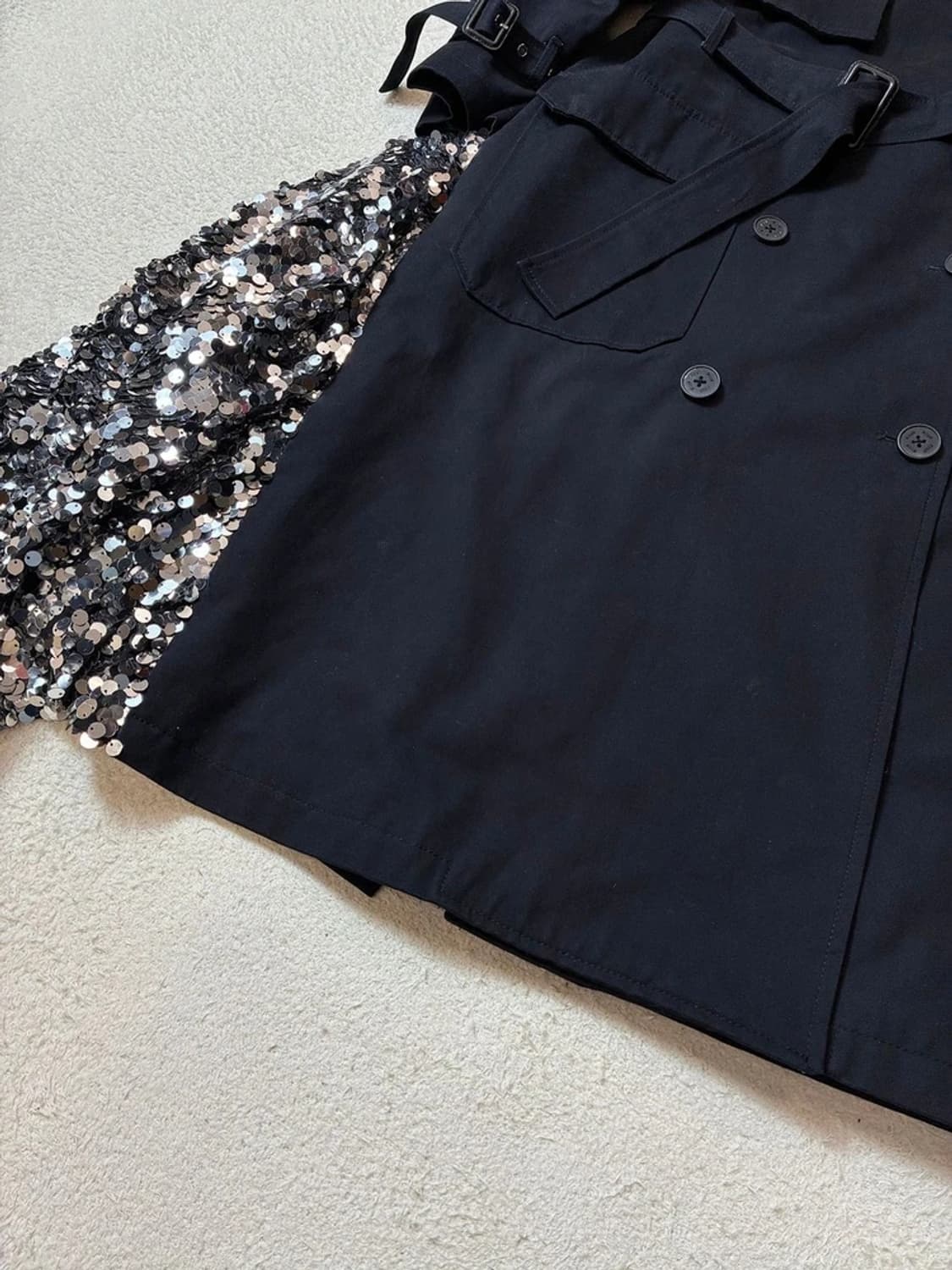 MSGM 스팽글 오버핏 배색 트렌치 코트 PN6817 상품이미지4