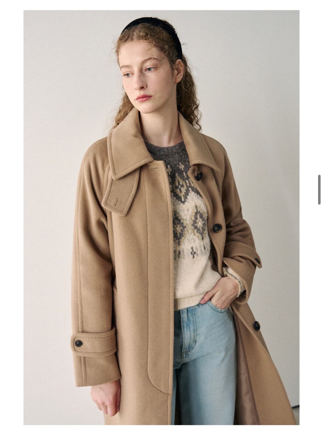 (M) 드로우핏 우먼 소프트 캐시미어 싱글 발마칸 코트 [BEIGE] 상품이미지4