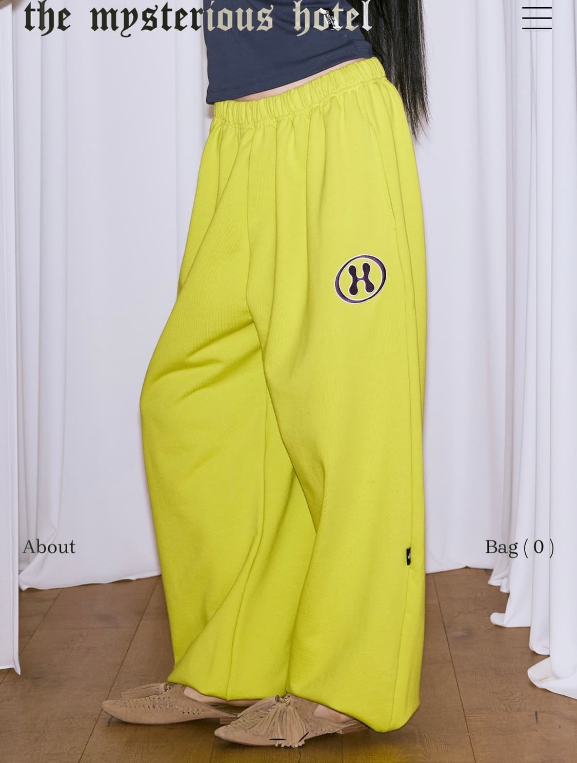 미스테리어스호텔 H LOGO BASIC WIDE PT - LIME 상품이미지1