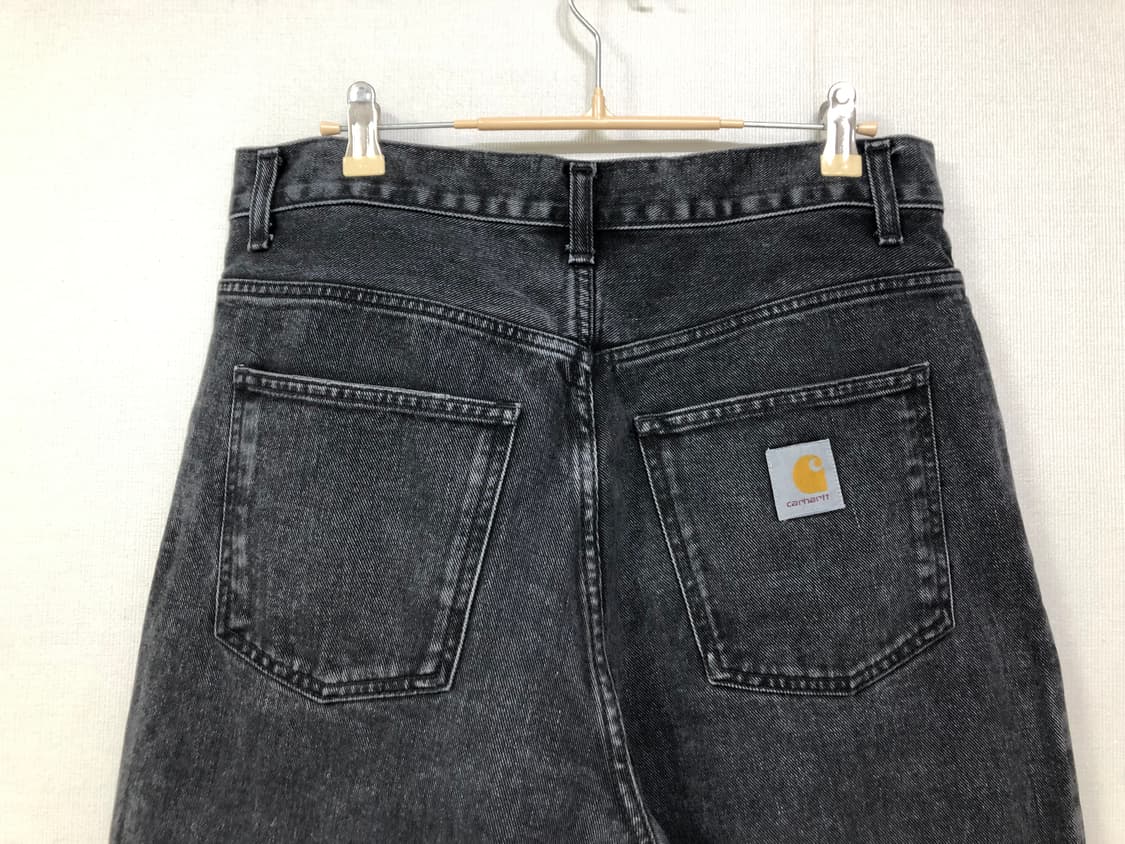 칼하트wip 블랙 워시드 흑청 와이드 데님팬츠 30 상품이미지4