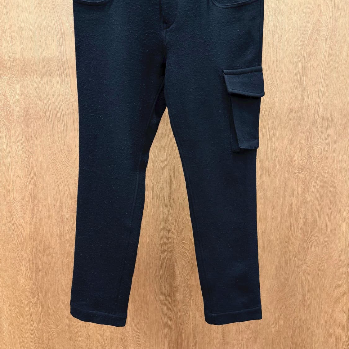 요지 야마모토 울 팬츠 사이드 카고 포켓 디테일 스트레이트핏 블랙 상품이미지5