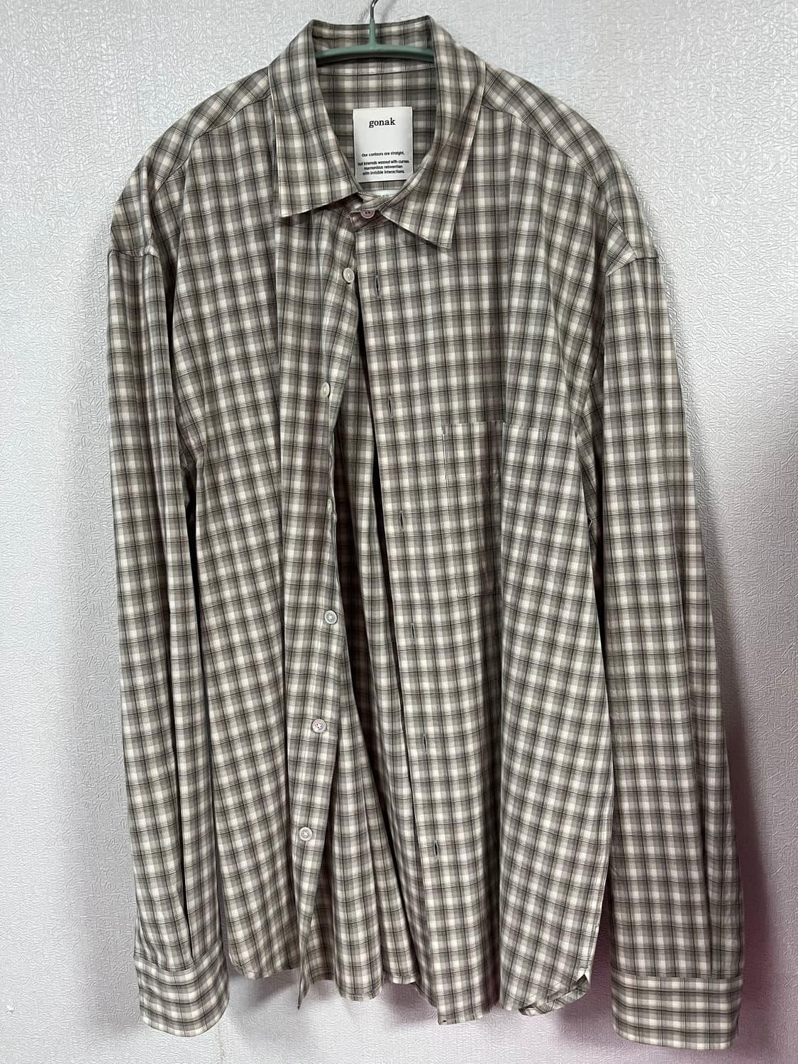 고낙 오가닉 모스 베이지 체크셔츠 S사이즈 상품이미지5