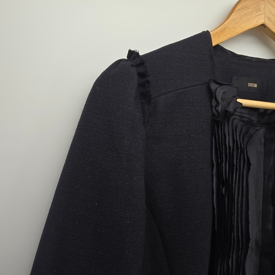 SYSTEM 블랙 프릴 간절기 코트 XS 상품이미지4