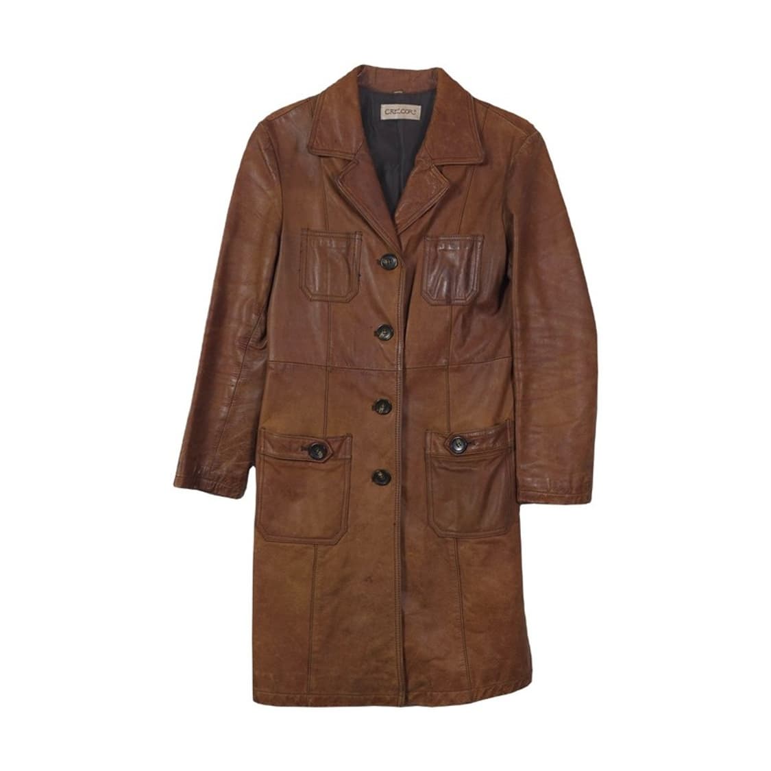 빈티지 브라운 소가죽 롱 레더 코트 66 상품이미지1