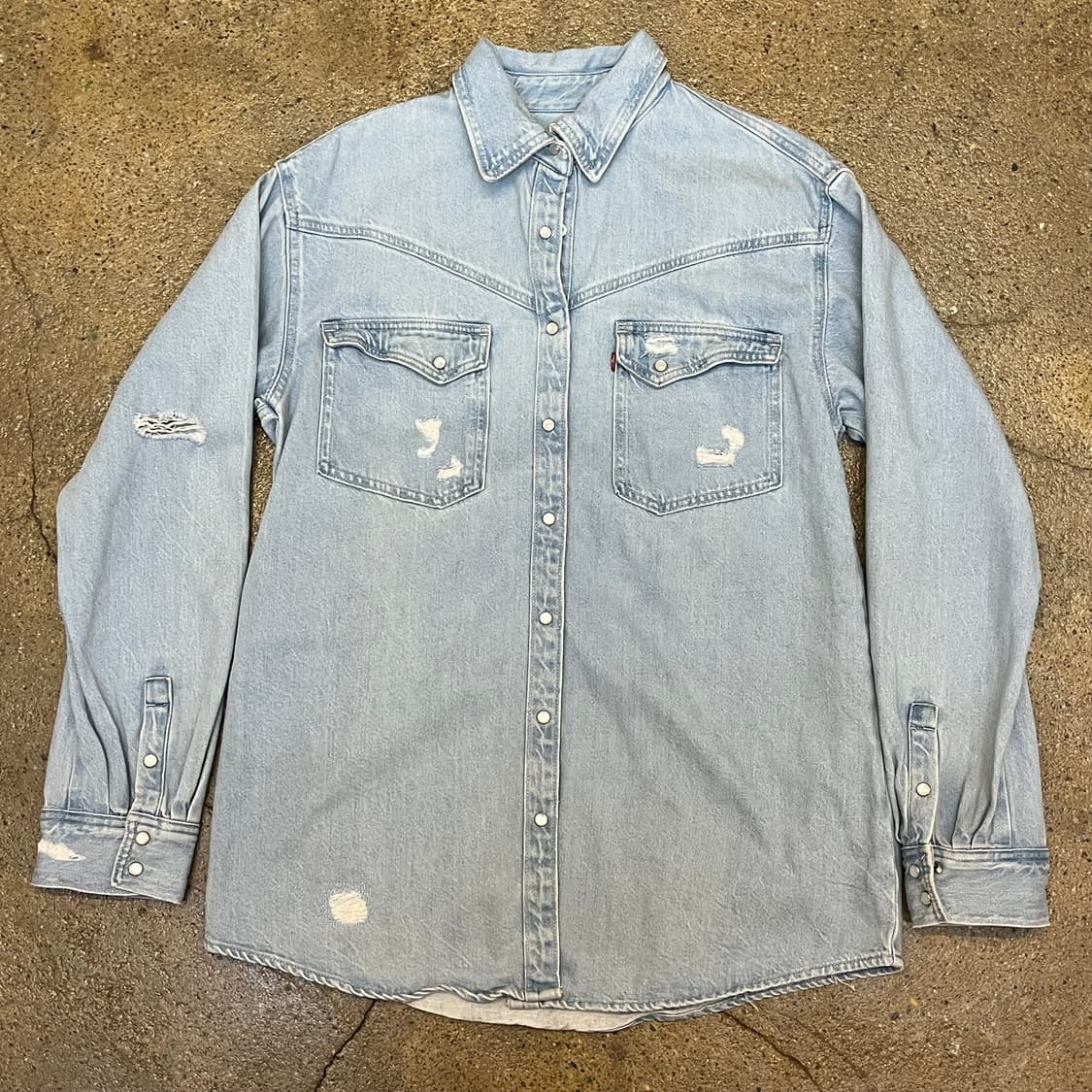 미국 빈티지 리바이스 데님 셔츠 데미지 워싱 청남방 상품이미지2
