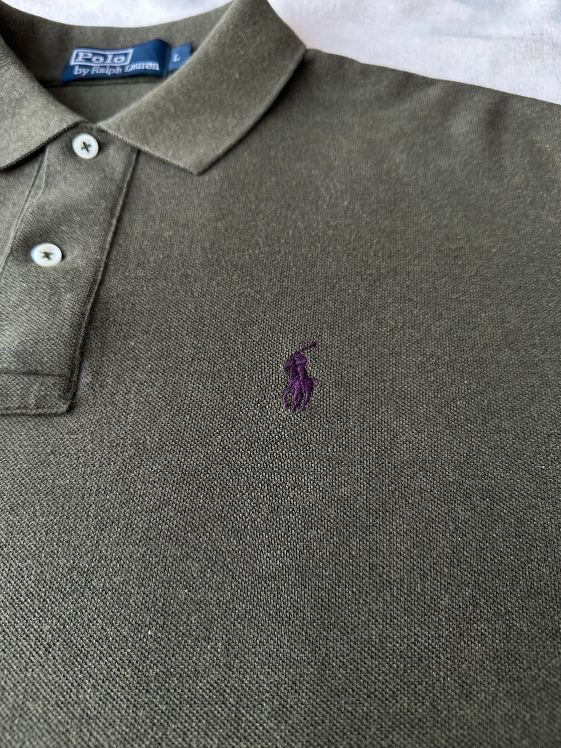 폴로 랄프로렌 올리브그린 퍼플포니 피케 긴팔 카라티 L 상품이미지2