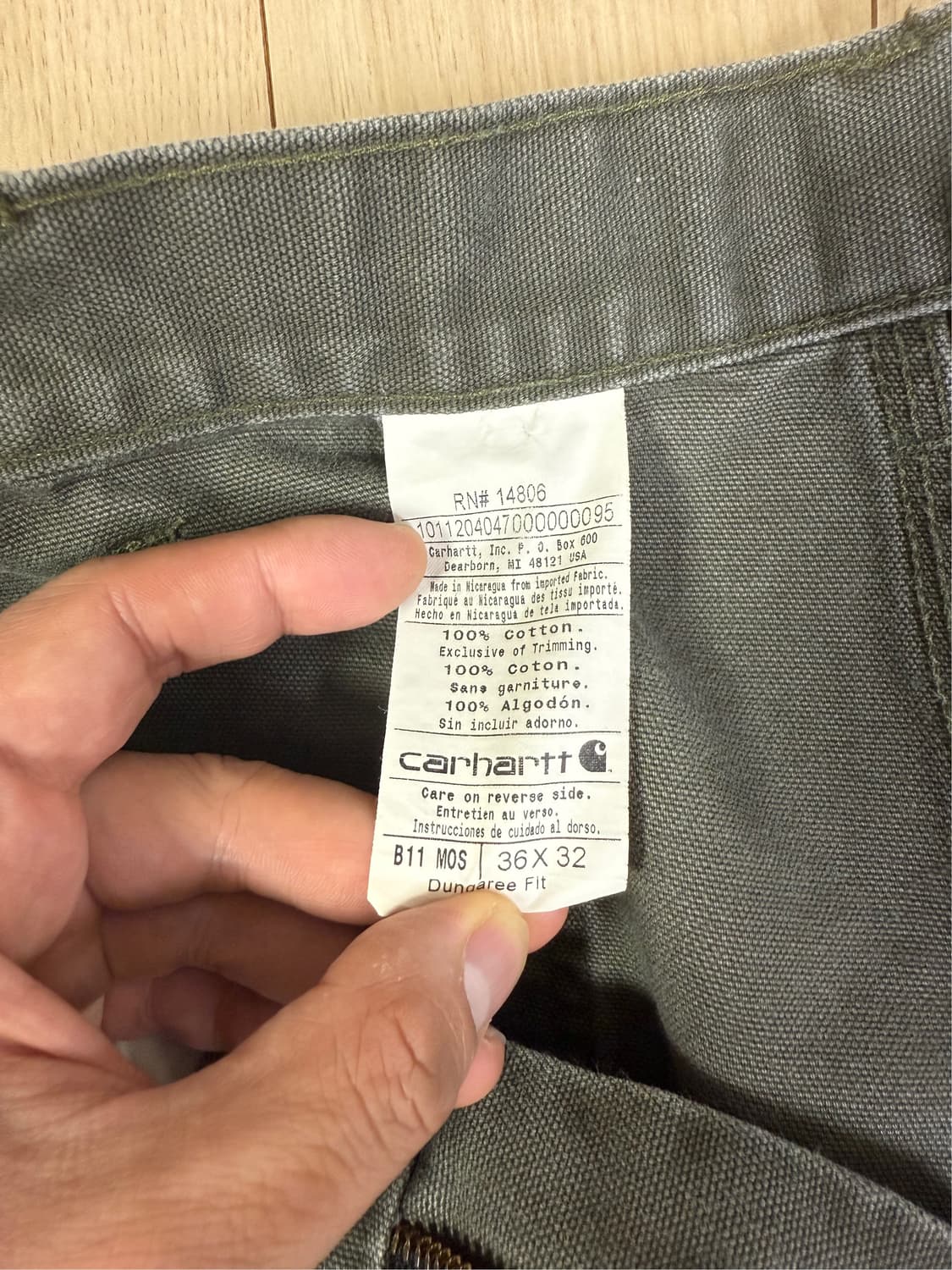 빈티지  칼하트 워크팬츠 모스그린  상품이미지5