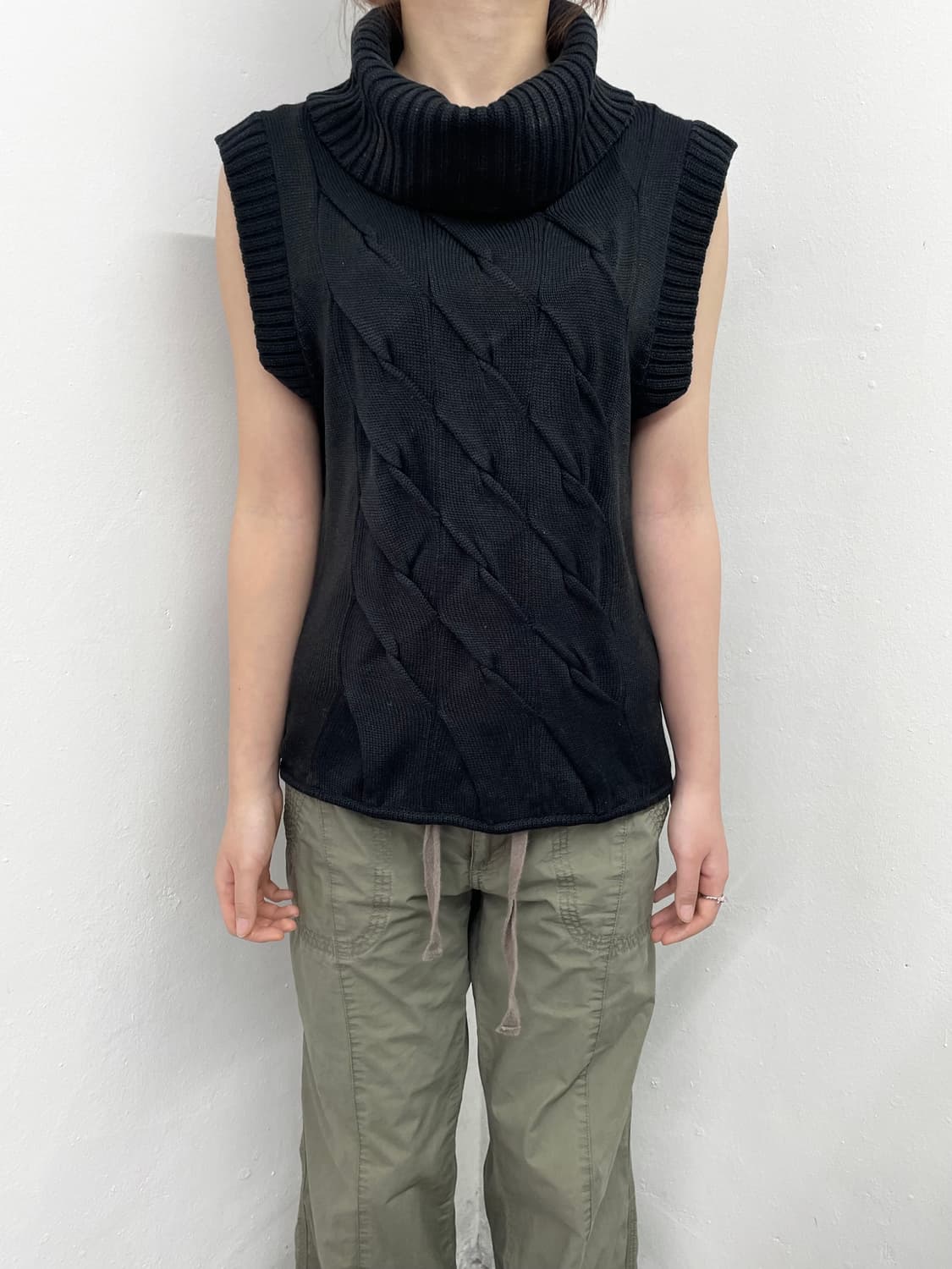 y2k 짜임 폴라 하프 니트탑 상품이미지3