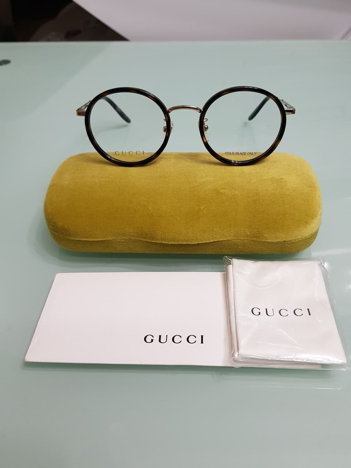 새상품 풀구성)구찌 솔텍스 라운드안경테 레오파드 상품이미지1