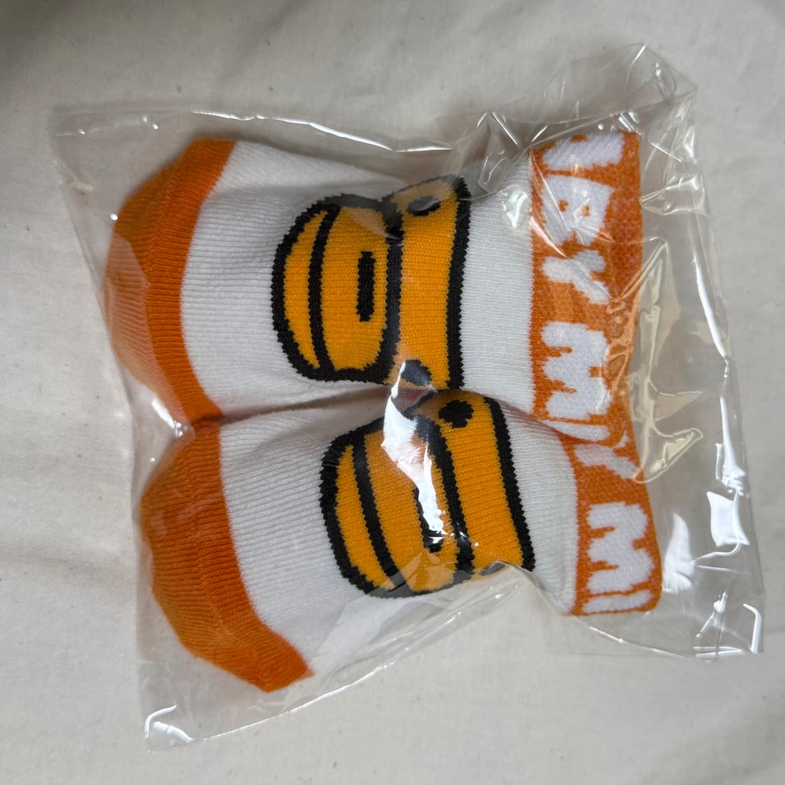 베이프 키즈 애기양말 오렌지/화이트 상품이미지3