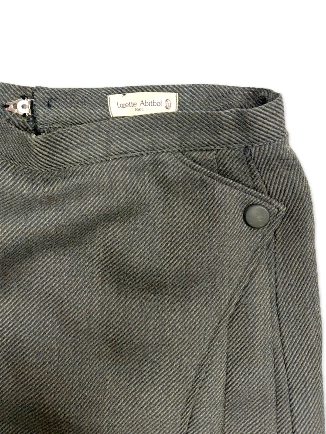 빈티지 lorette abitbol 카키 그레이 라인 플리츠 미디 스커트 상품이미지3