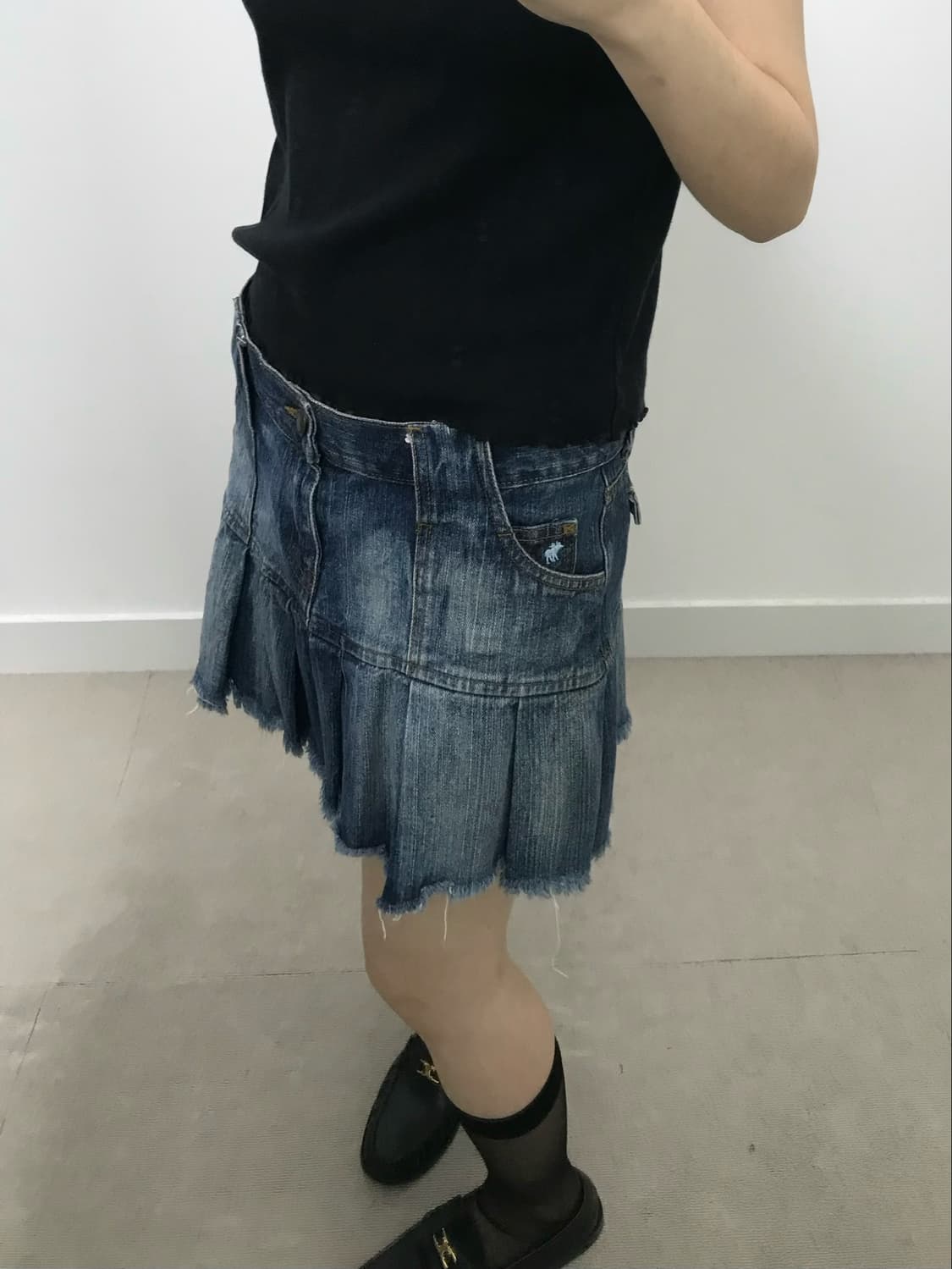 아베크롬비 순록 플리츠 데님 스커트 상품이미지3