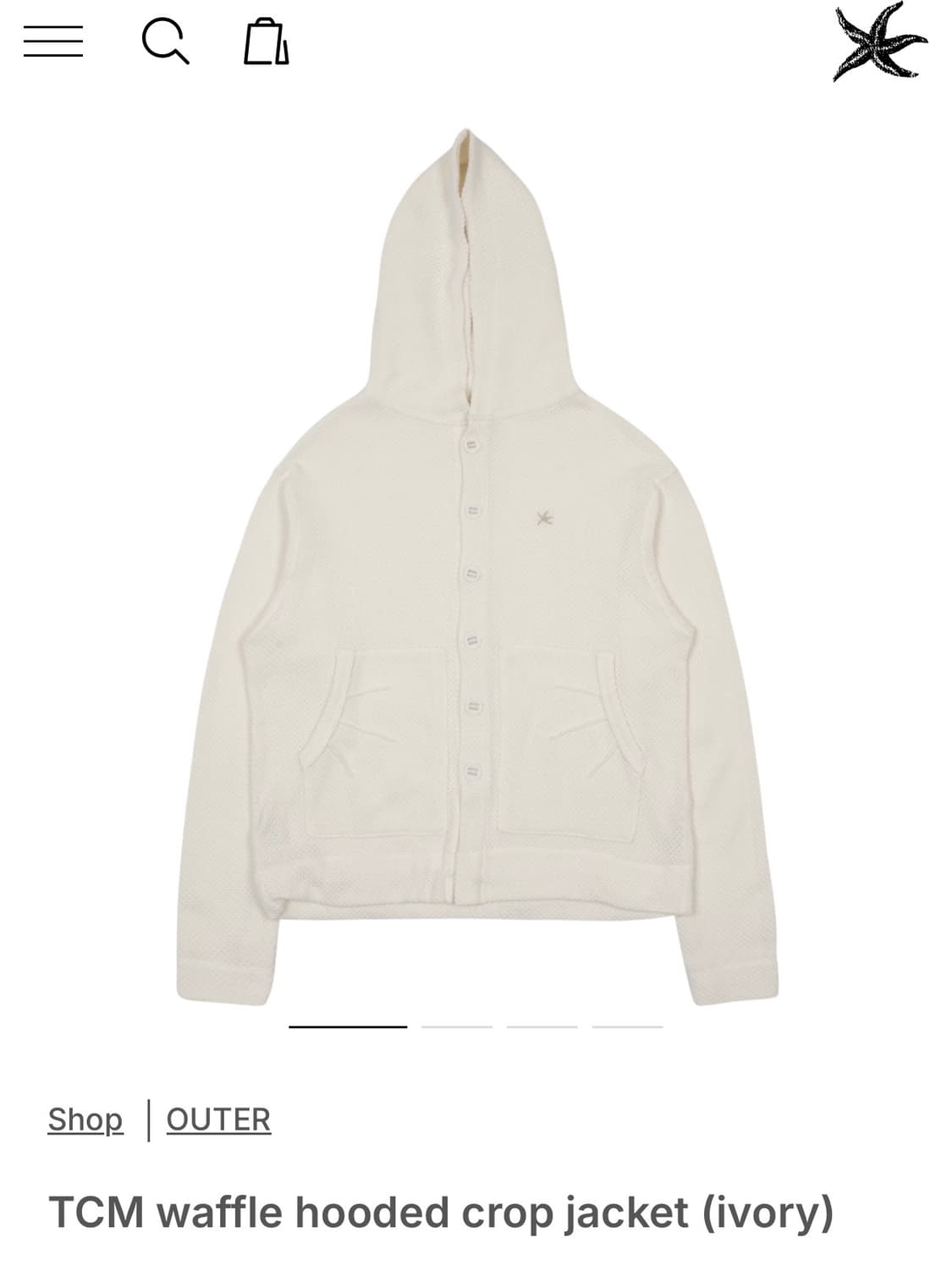 TCM waffle hooded crop jacket (ivory) 상품이미지4