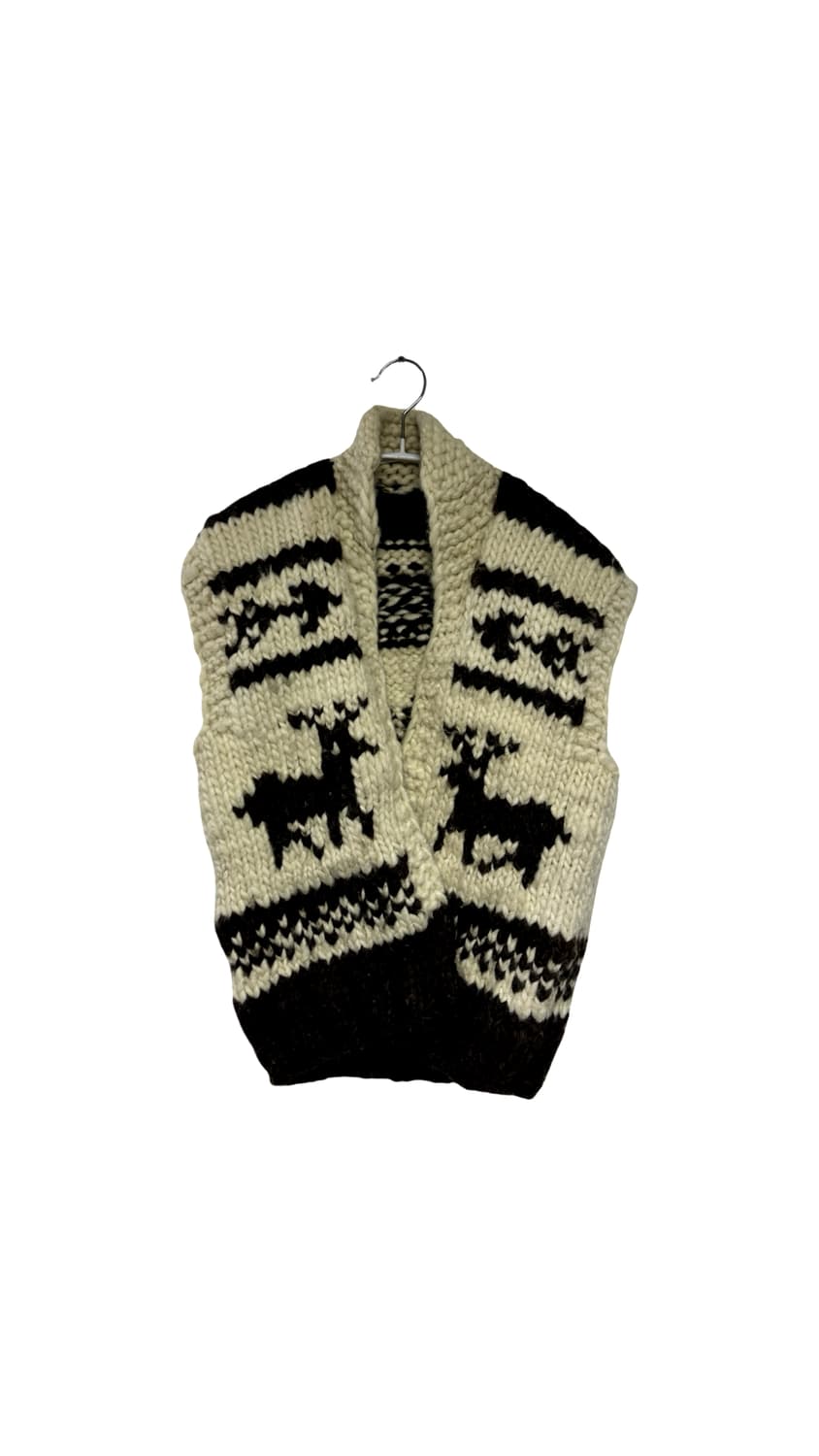 90s vtg 핸드메이드 헤비 울 숄 베스트 상품이미지1