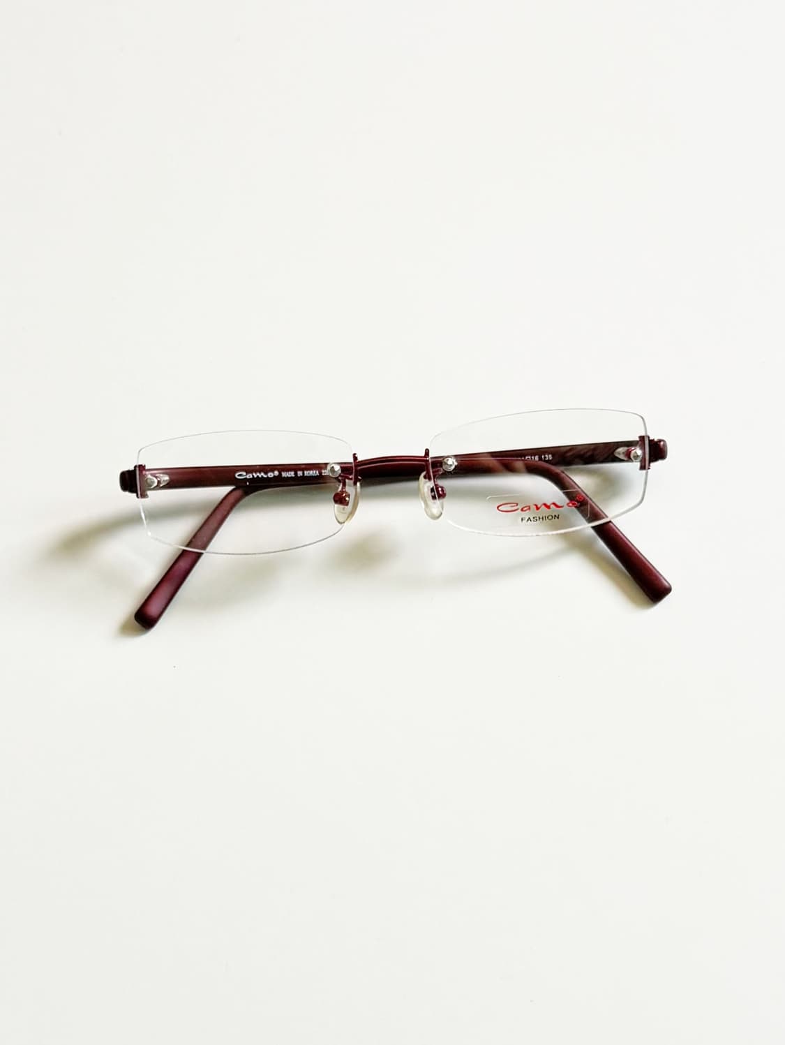 CAMO FASHION 무테 스퀘어 버건디 메탈 빈티지 안경 상품이미지1
