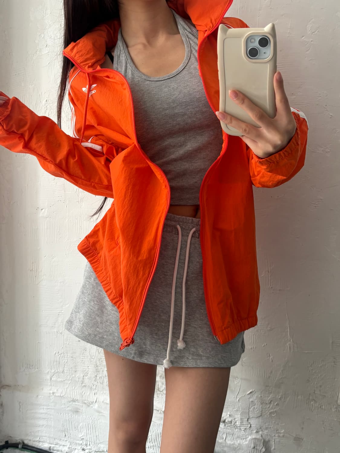 Adidas 아디다스 오렌지 컬러 2-way 지퍼 바람막이 자켓 상품이미지3