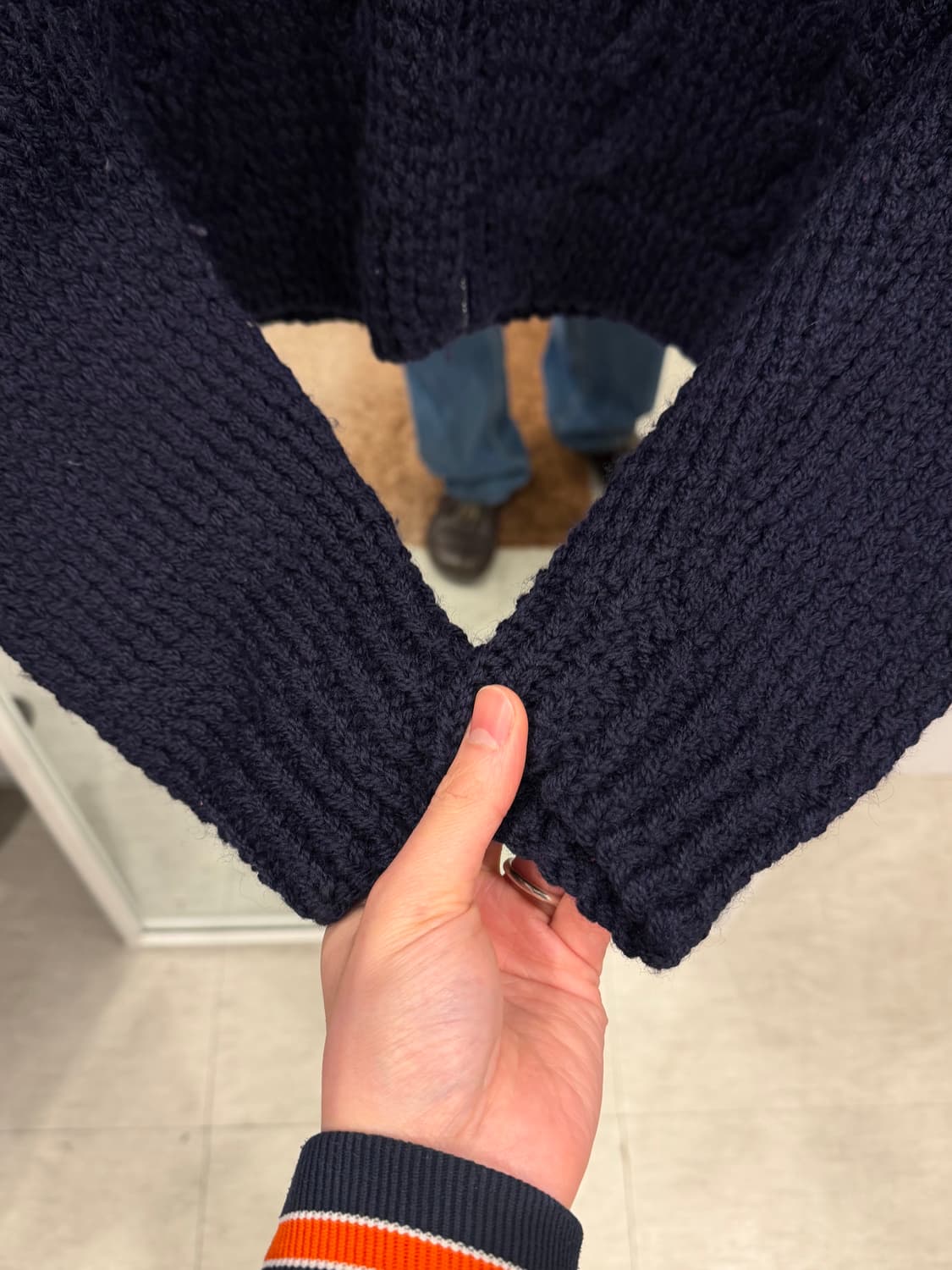 70s Vtg 빈티지 케이블 울 니트 집업 상품이미지4