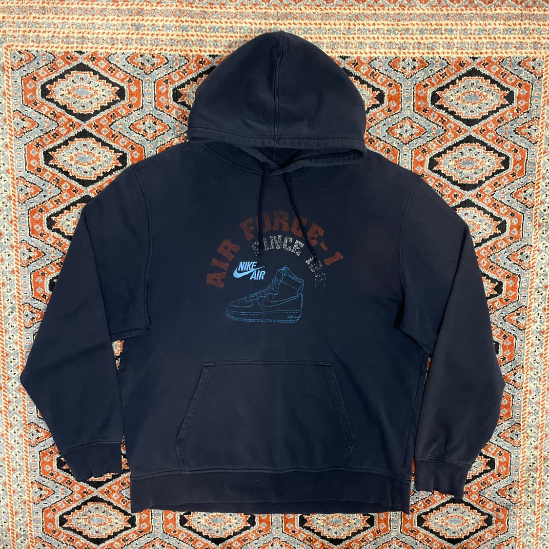 나이키 에어포스원 프린팅 네이비 후드티셔츠 남성XL 상품이미지1