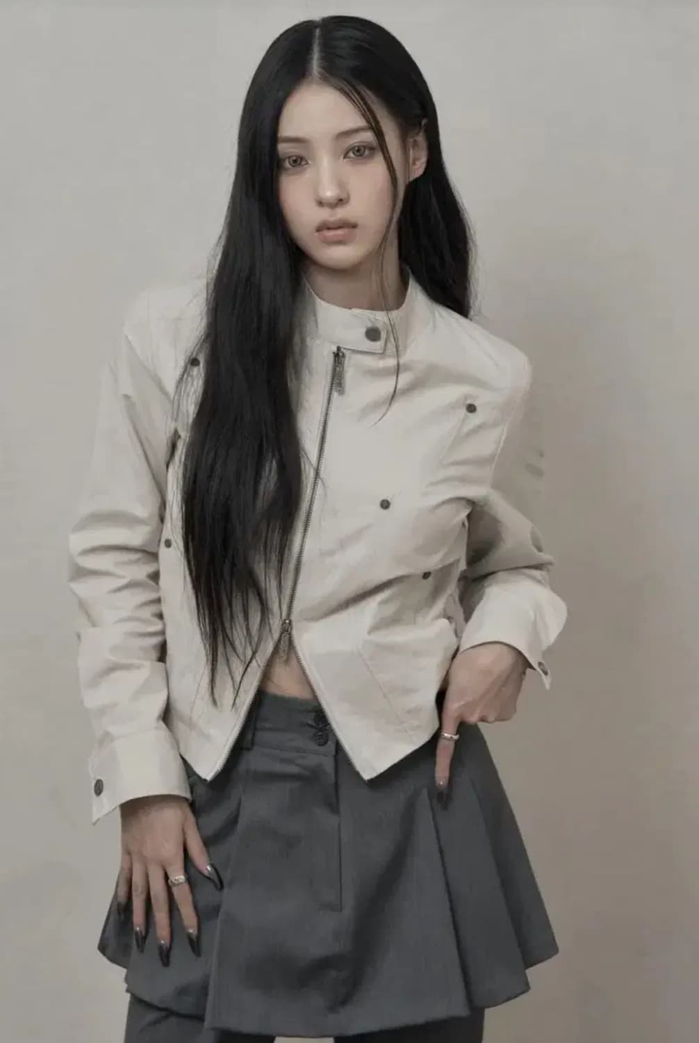 카키포인트 리벳 코튼 자켓 베이지 상품이미지1