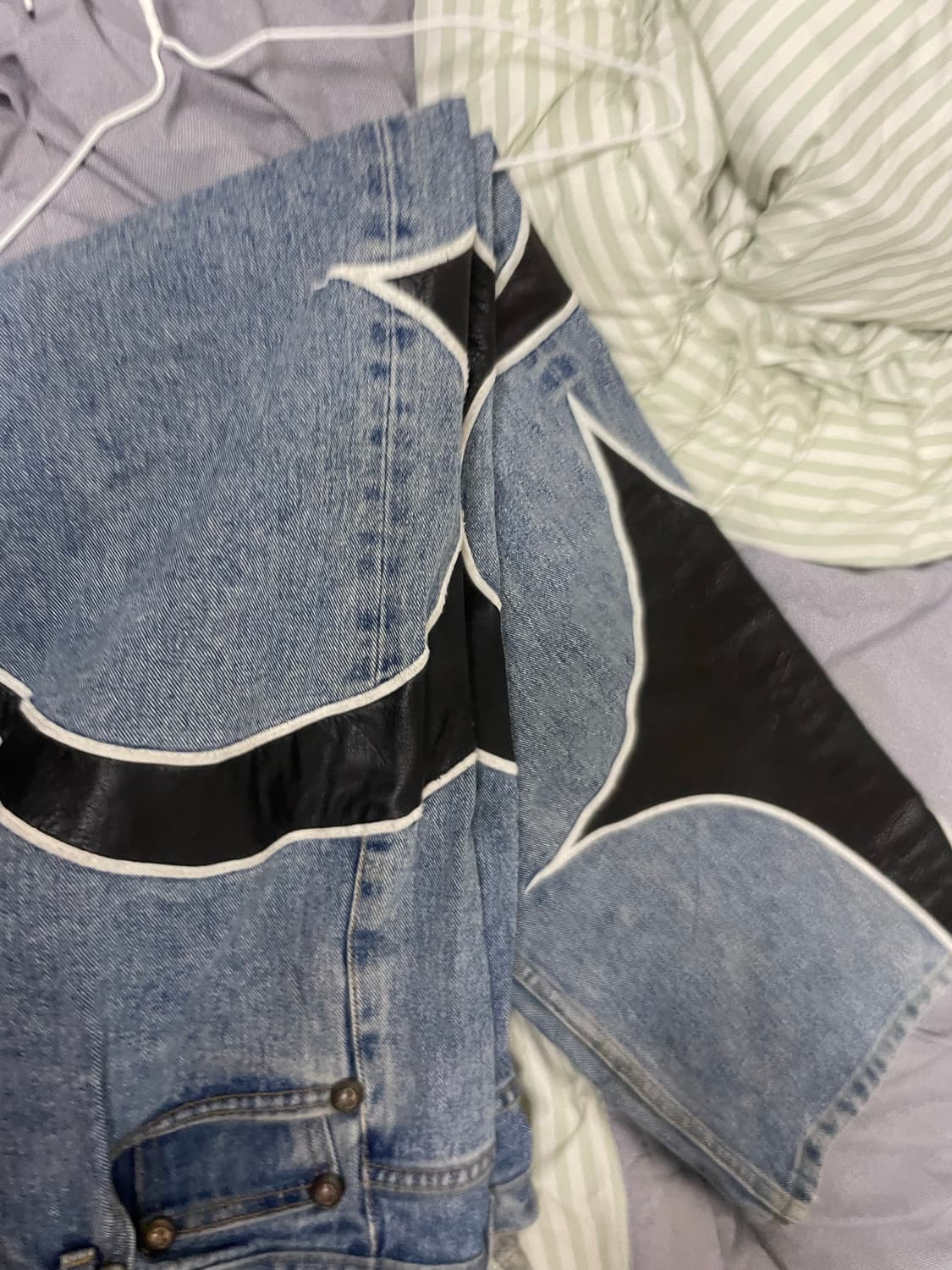 떠그 클럽 TC 레더 워싱 데님 팬츠 블루 블랙 L 상품이미지3