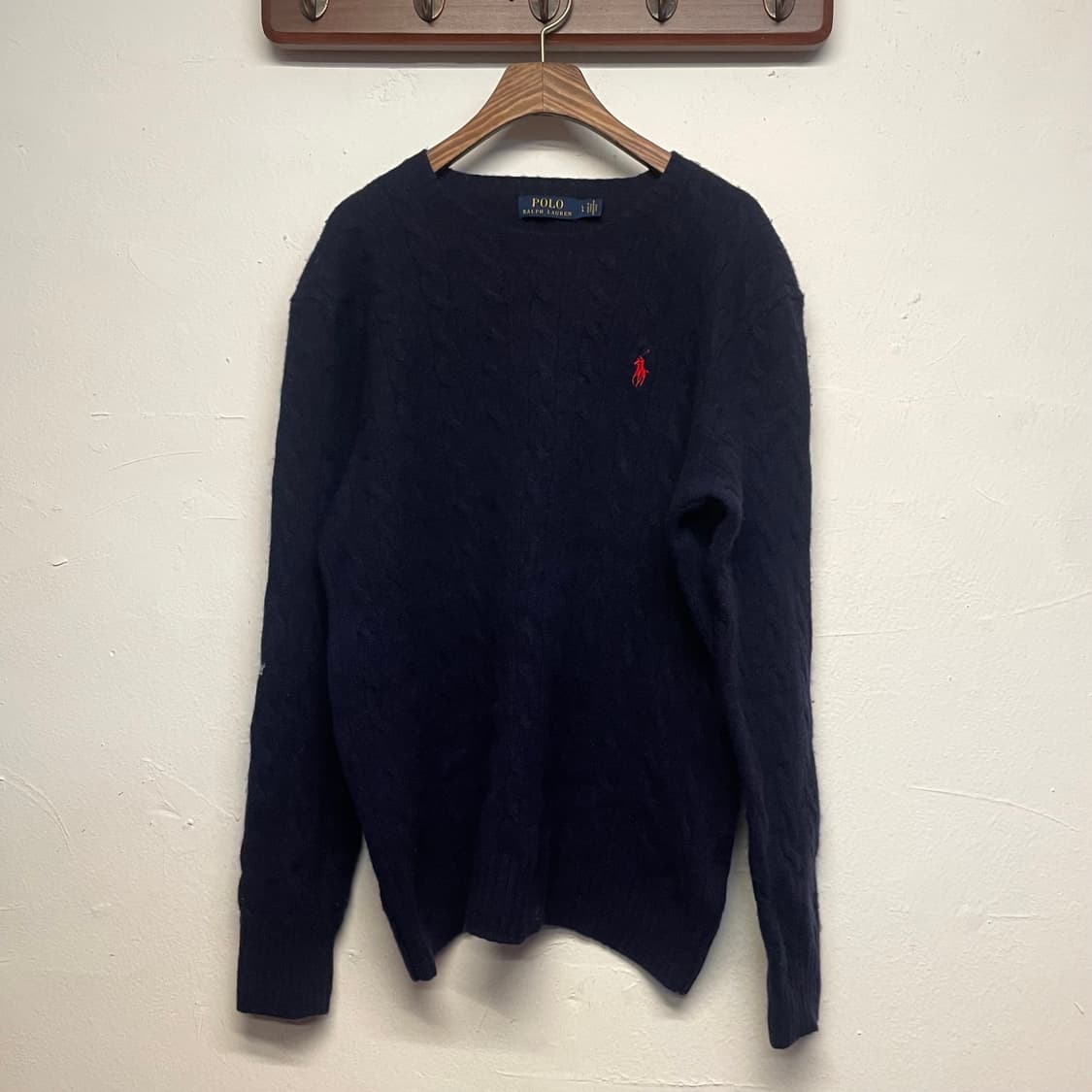 폴로 랄프로렌 울-캐시미어 네이비 케이블 니트   상품이미지1